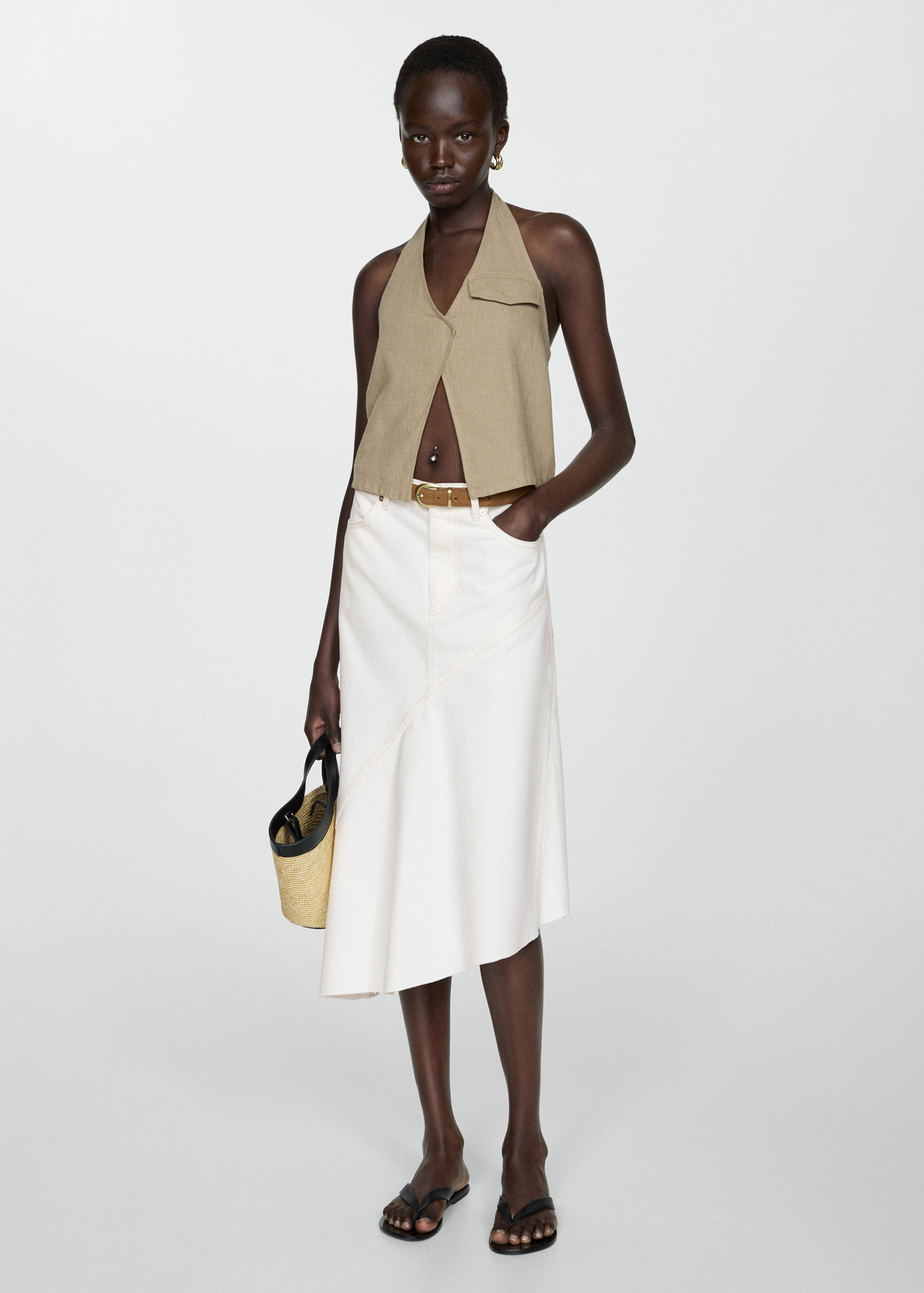 Asymmetrical denim skirt - General plane