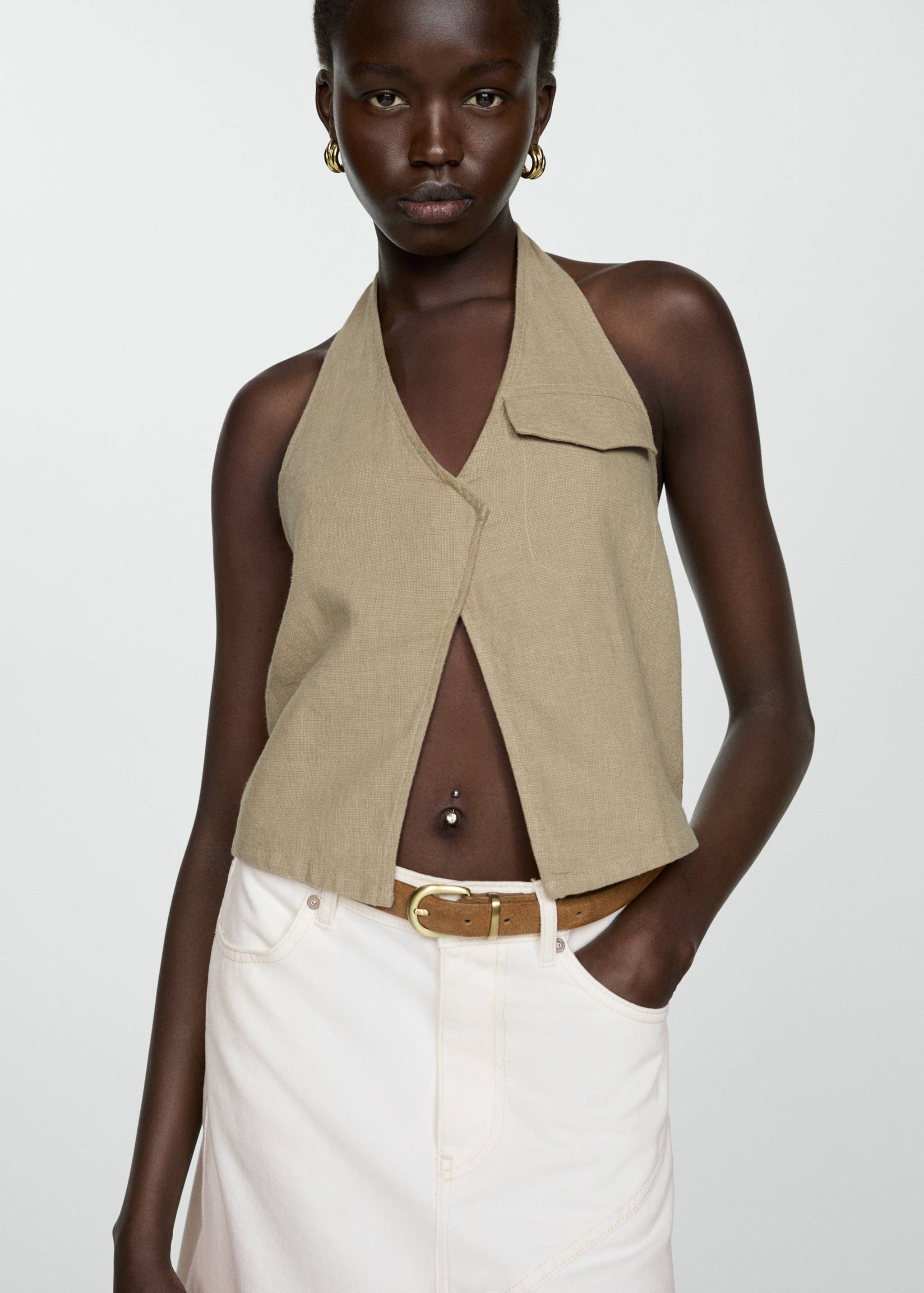 Asymmetrical denim skirt - Details of the article 1