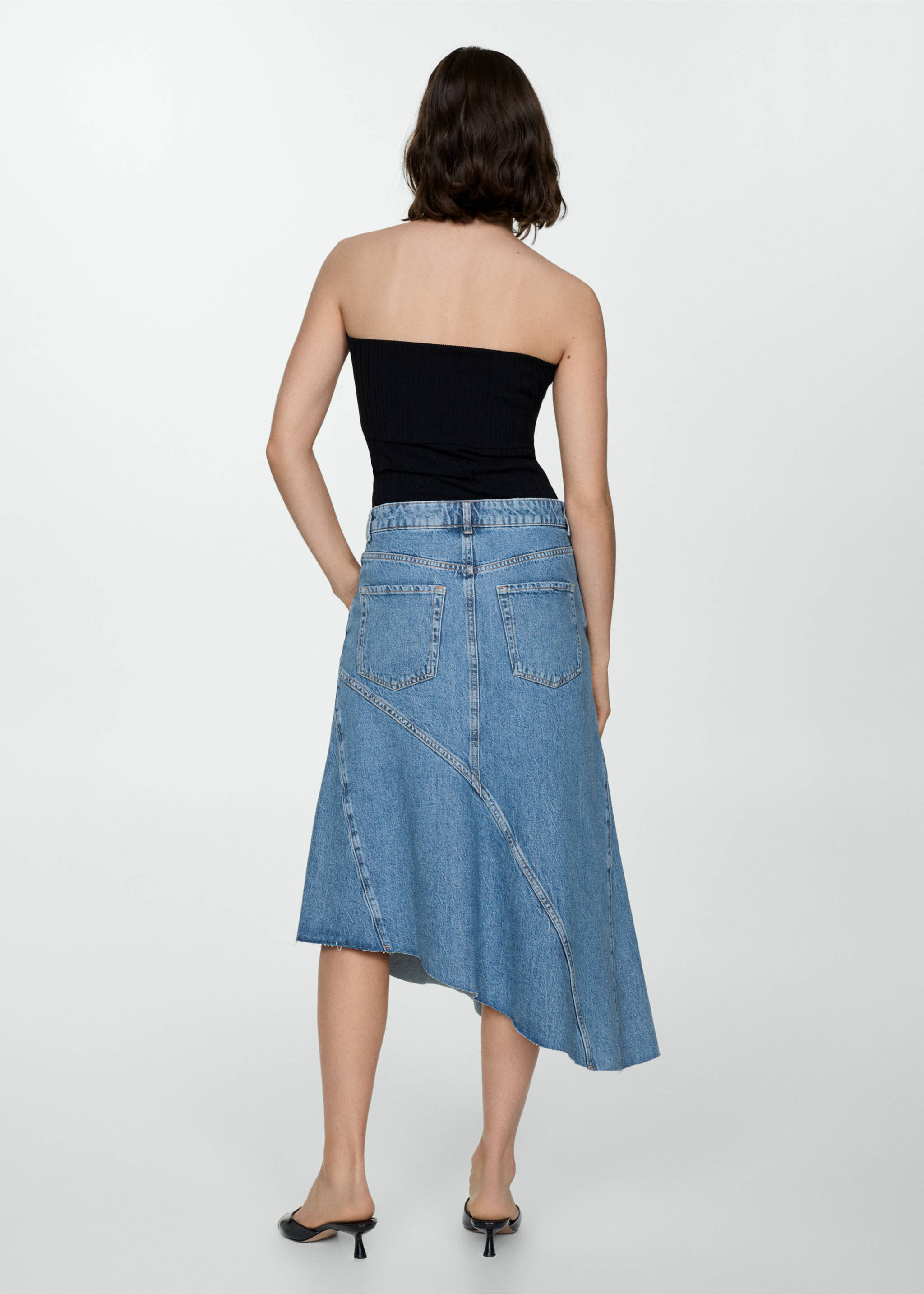 Asymmetrical denim skirt - Reverse of the article, Medium Blue. Ref: 67059232-00.