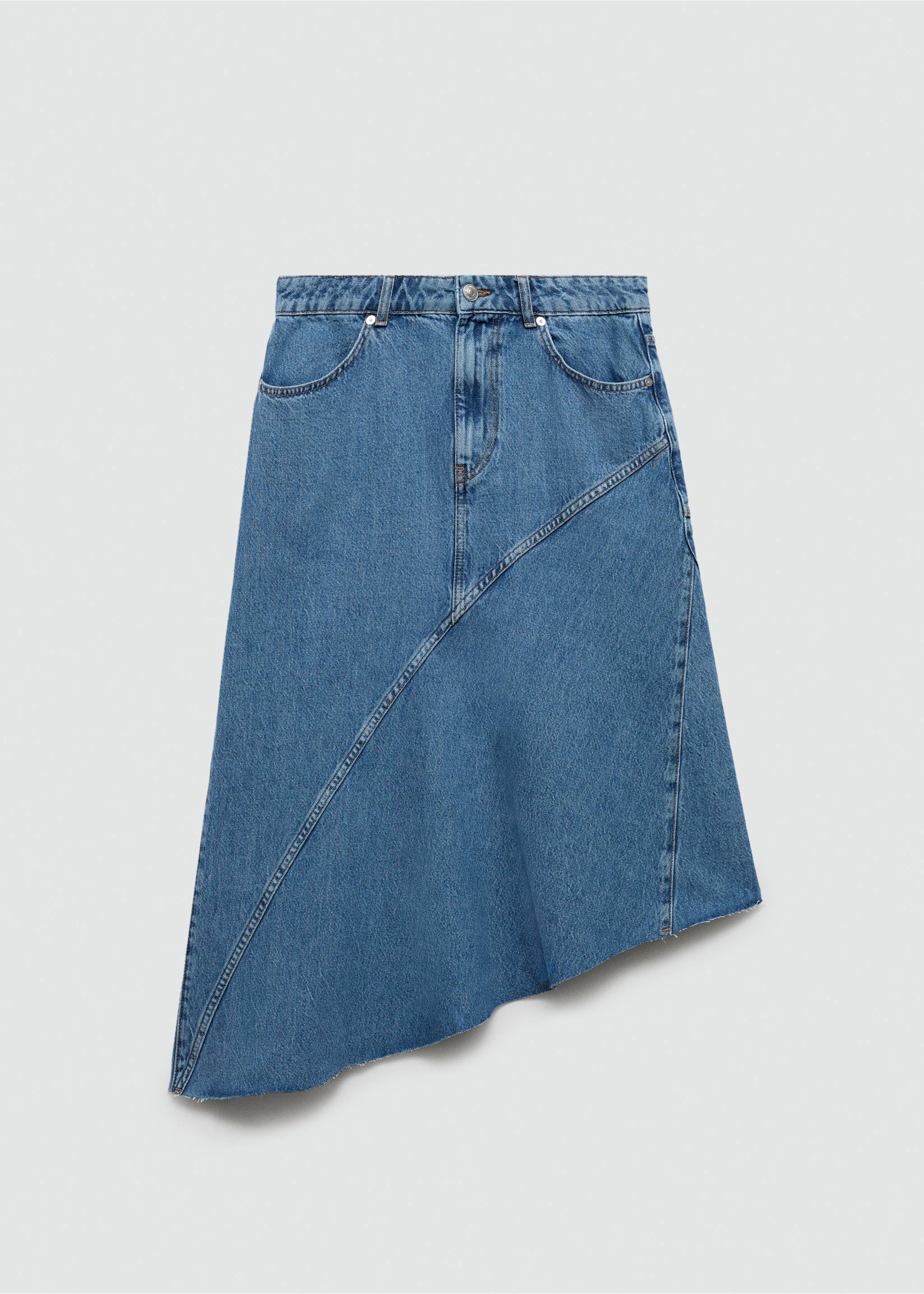 Asymmetrical denim skirt - Article without model, Medium Blue. Ref: 67059232-00.