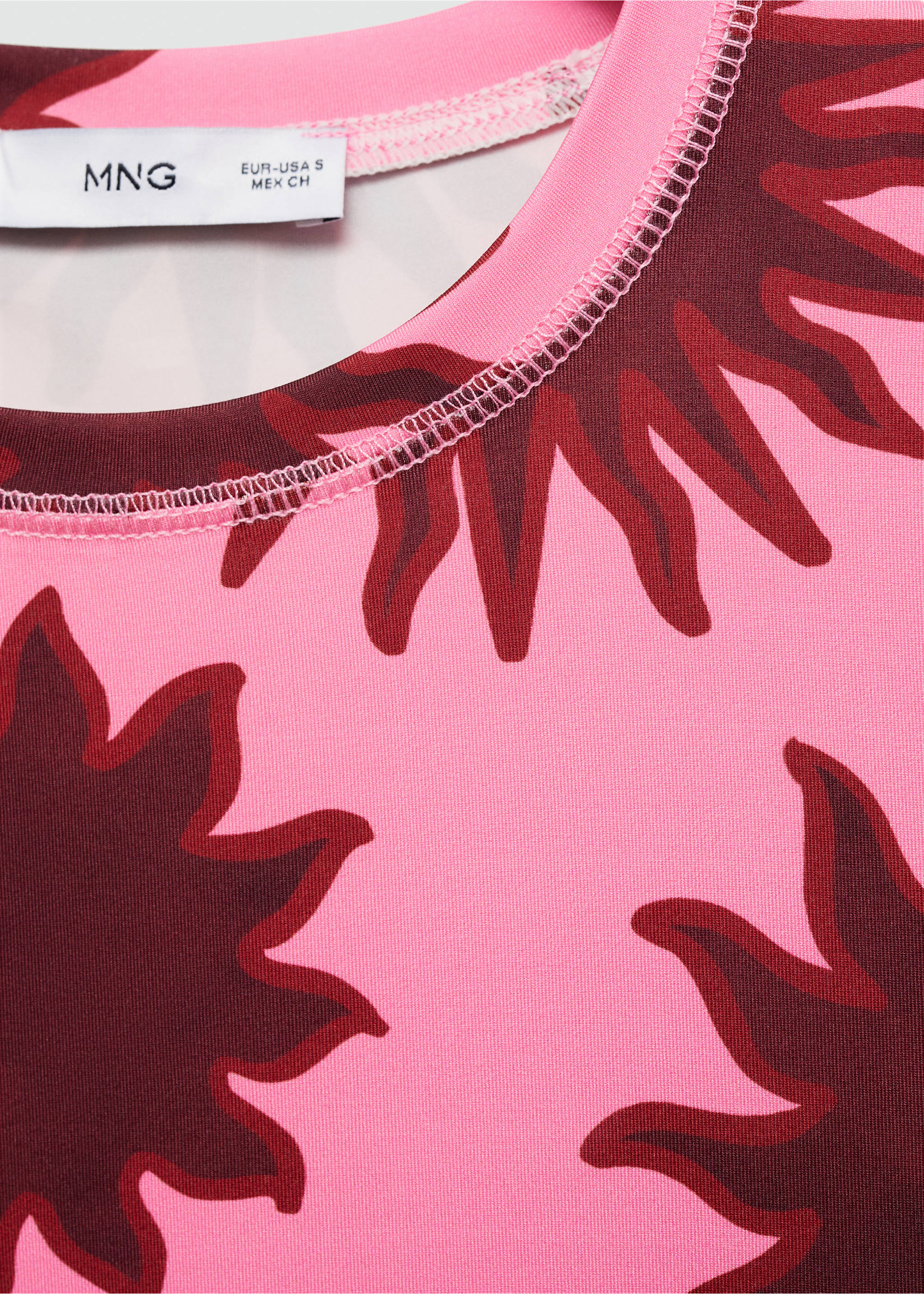 Decorative seam T-shirt - Details of the article 8, Pink. Ref: 67059235-00.