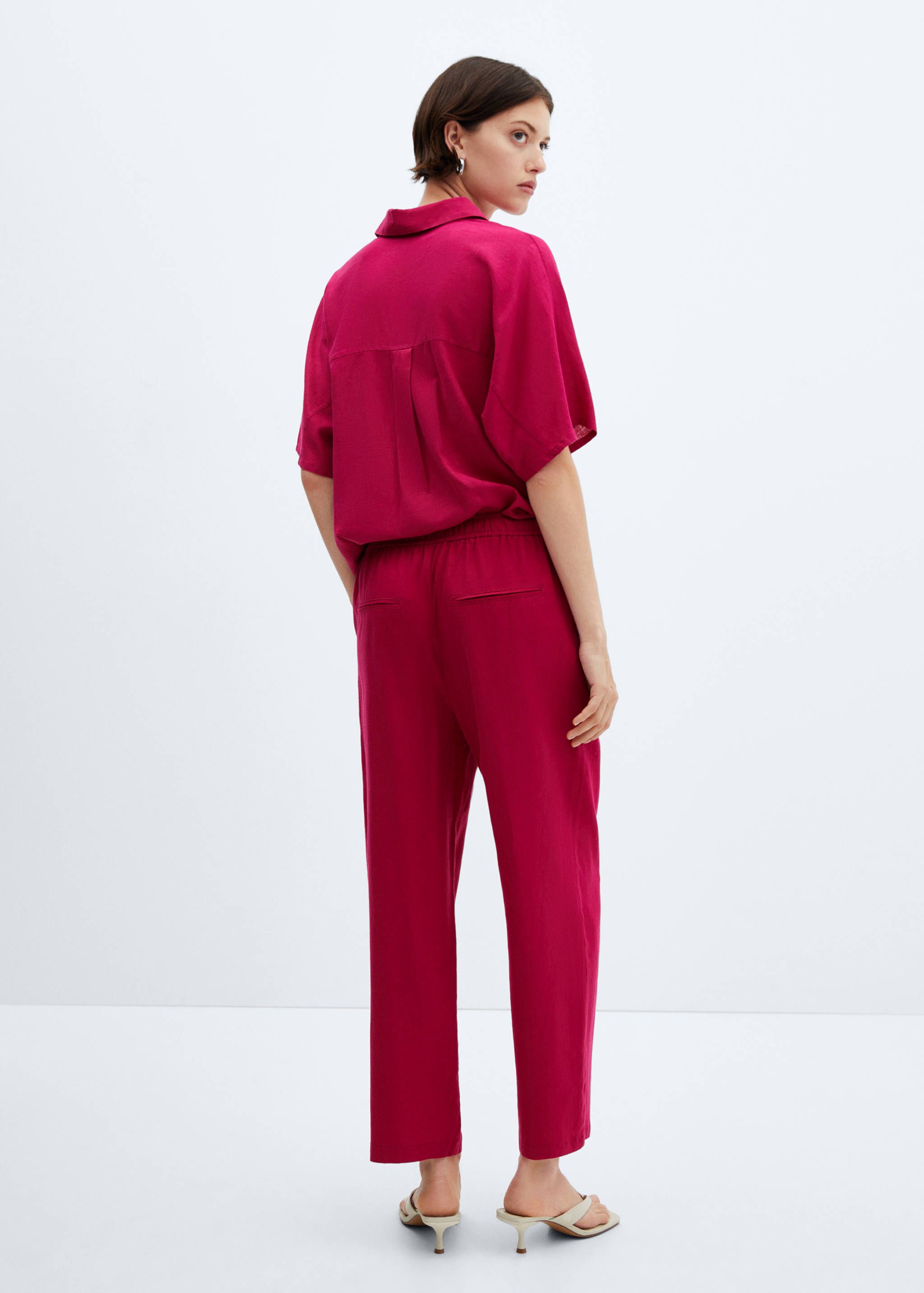 Straight linen-blend trousers - Reverse of the article