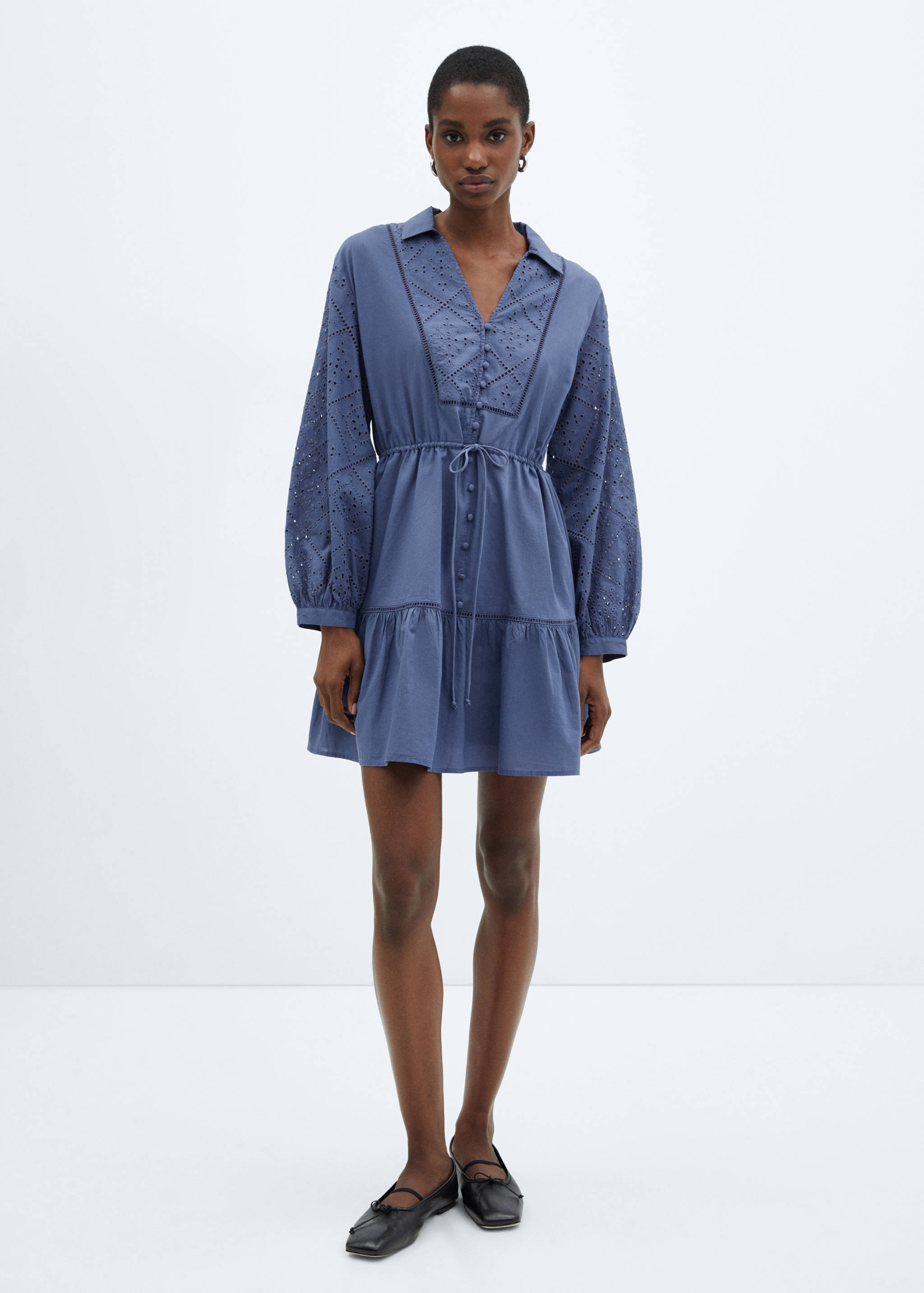 Embroidered details shirt dress - General plane