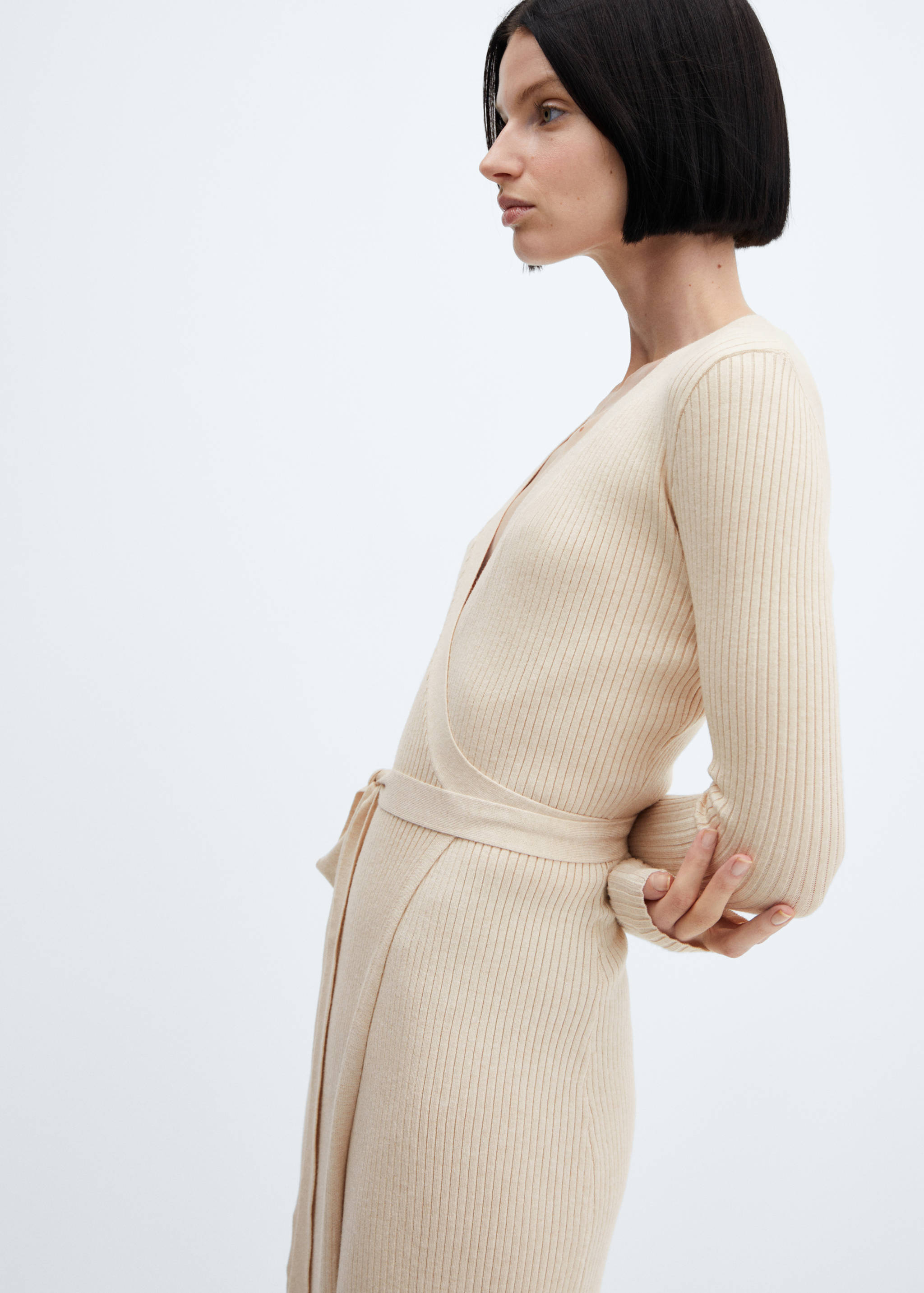 Wrap ribbed dress - Details of the article 1