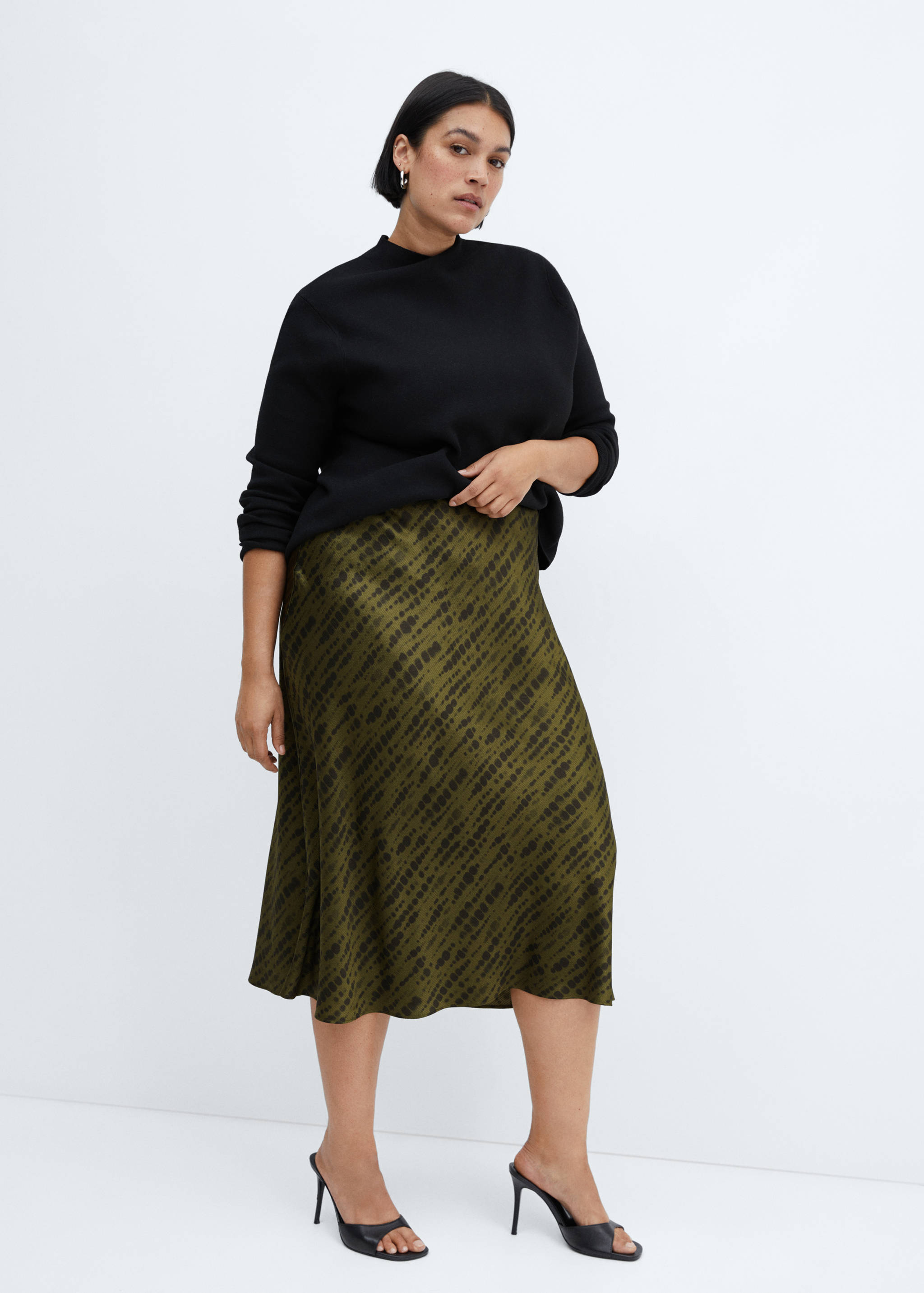 Printed satin skirt - Details of the article 4