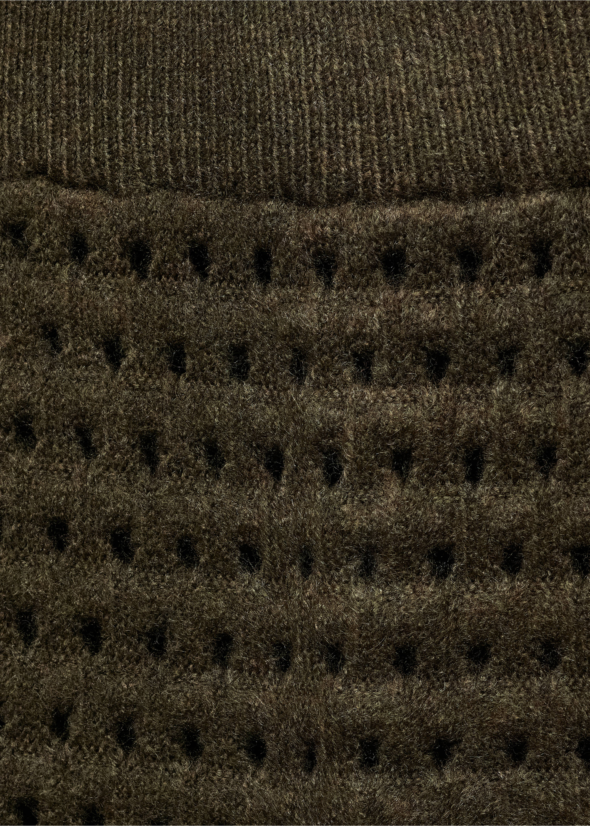 Knitted skirt with openwork details - Details of the article 8, Khaki. Ref: 67060479-00.