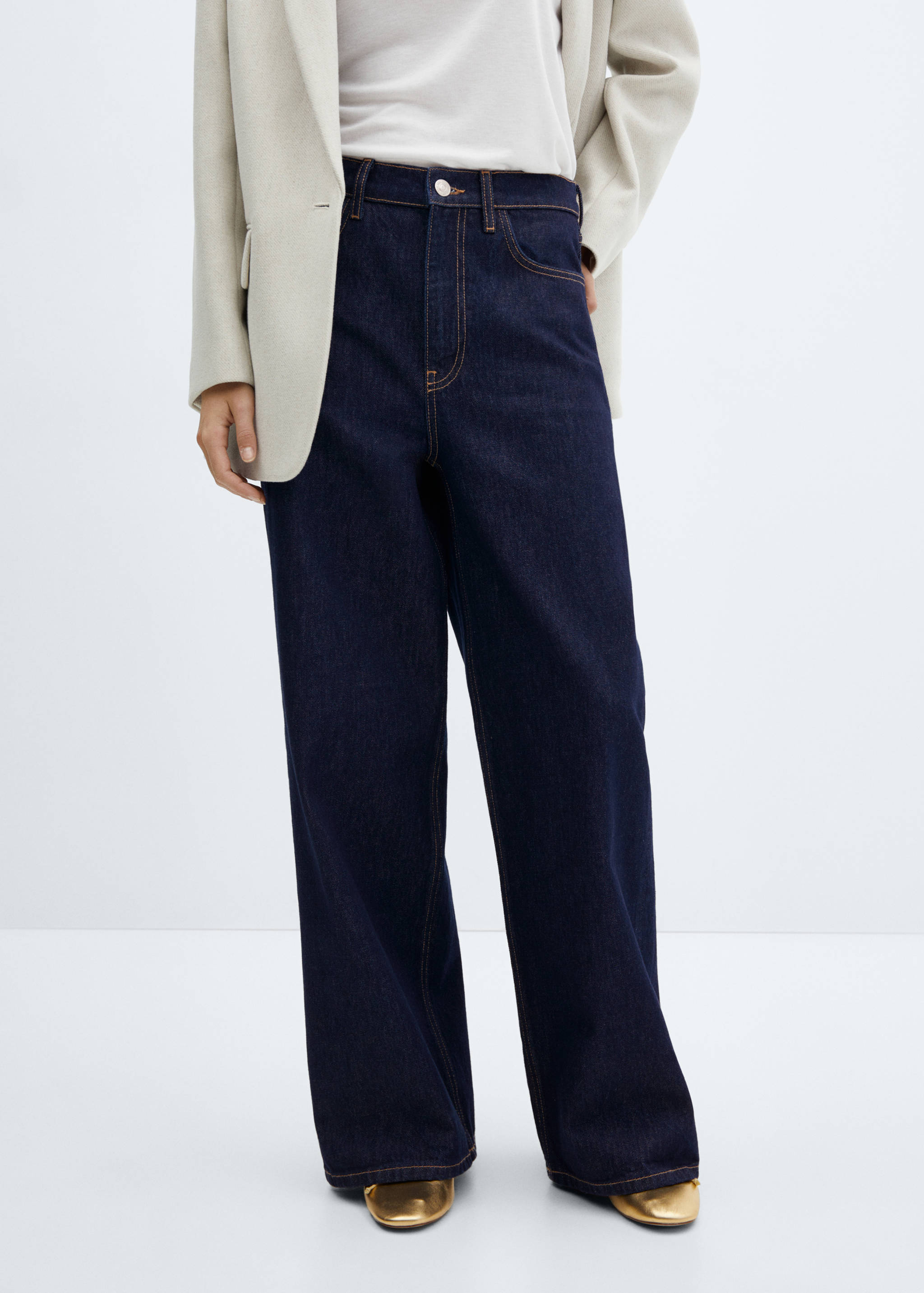 Low-rise loose-fit wide leg jeans - Medium plane