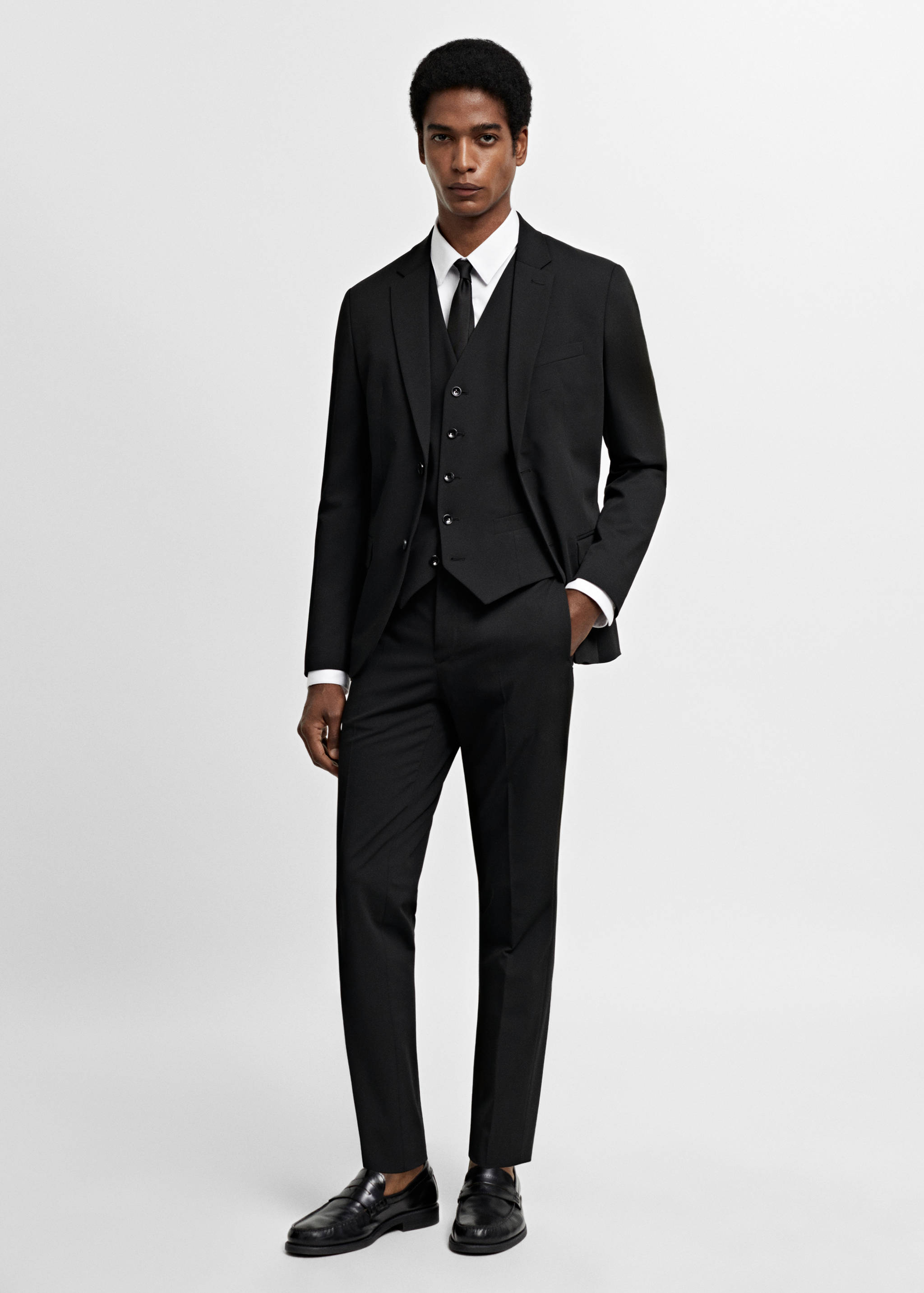 Super slim-fit stretch-fabric suit waistcoat - General plane
