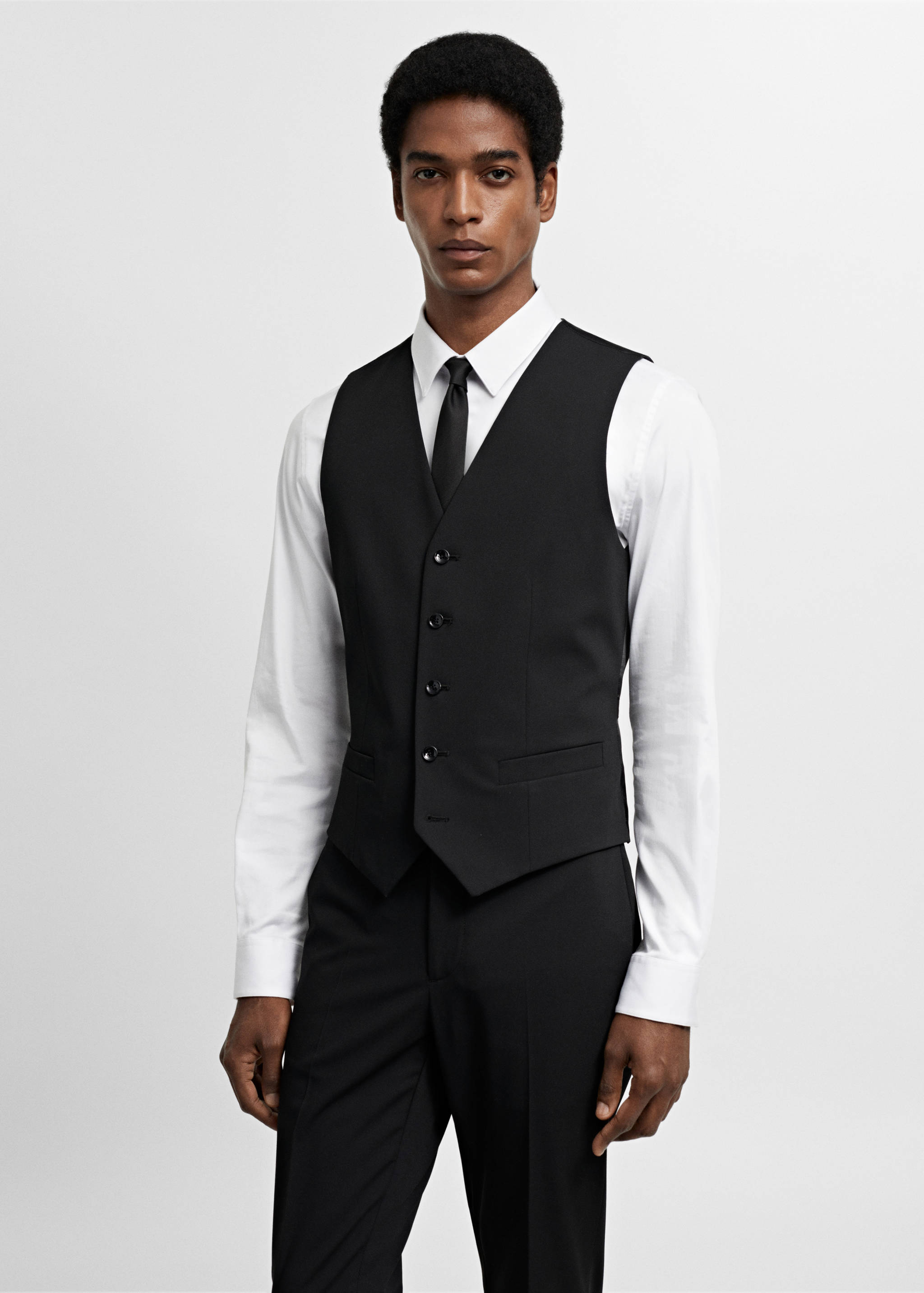 Super slim-fit stretch-fabric suit waistcoat - Medium plane