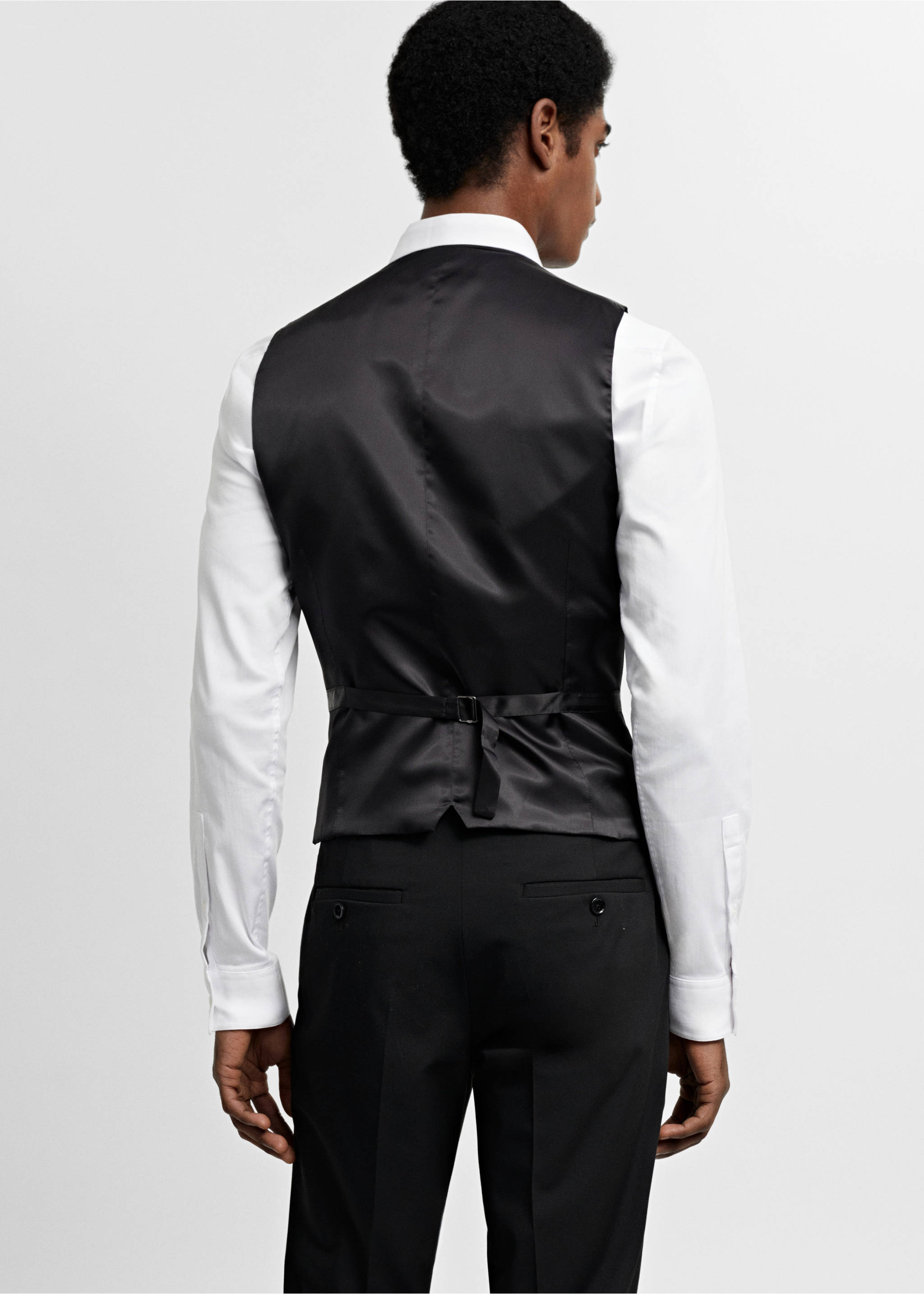 Chaleco traje super slim fit tejido stretch - Reverso del artículo, Negro. Ref: 67060621-01.