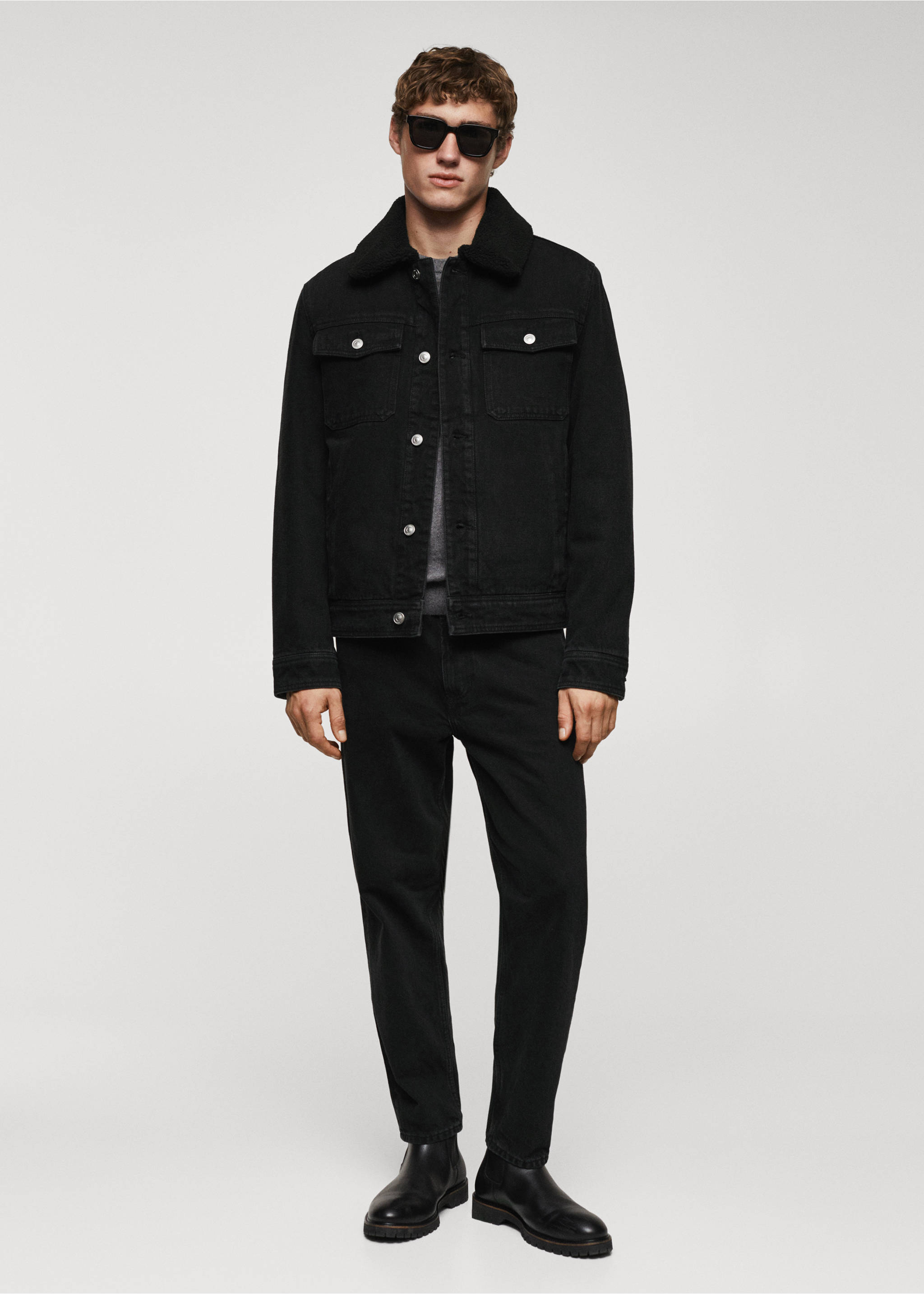 Chaqueta denim borreguito - Plano general, Denim negro. Ref: 67060625-00.