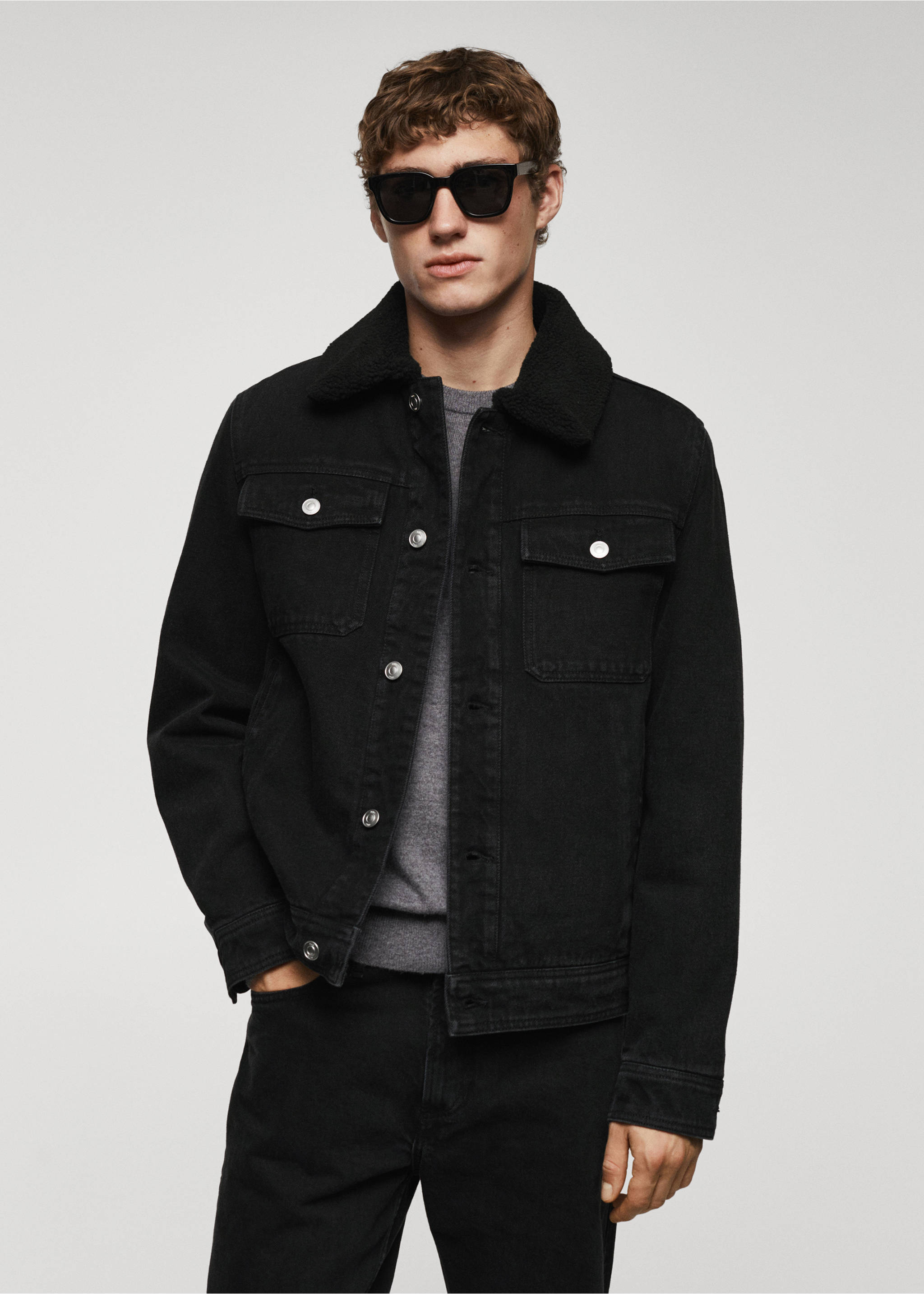 Chaqueta denim borreguito - Plano medio, Denim negro. Ref: 67060625-00.