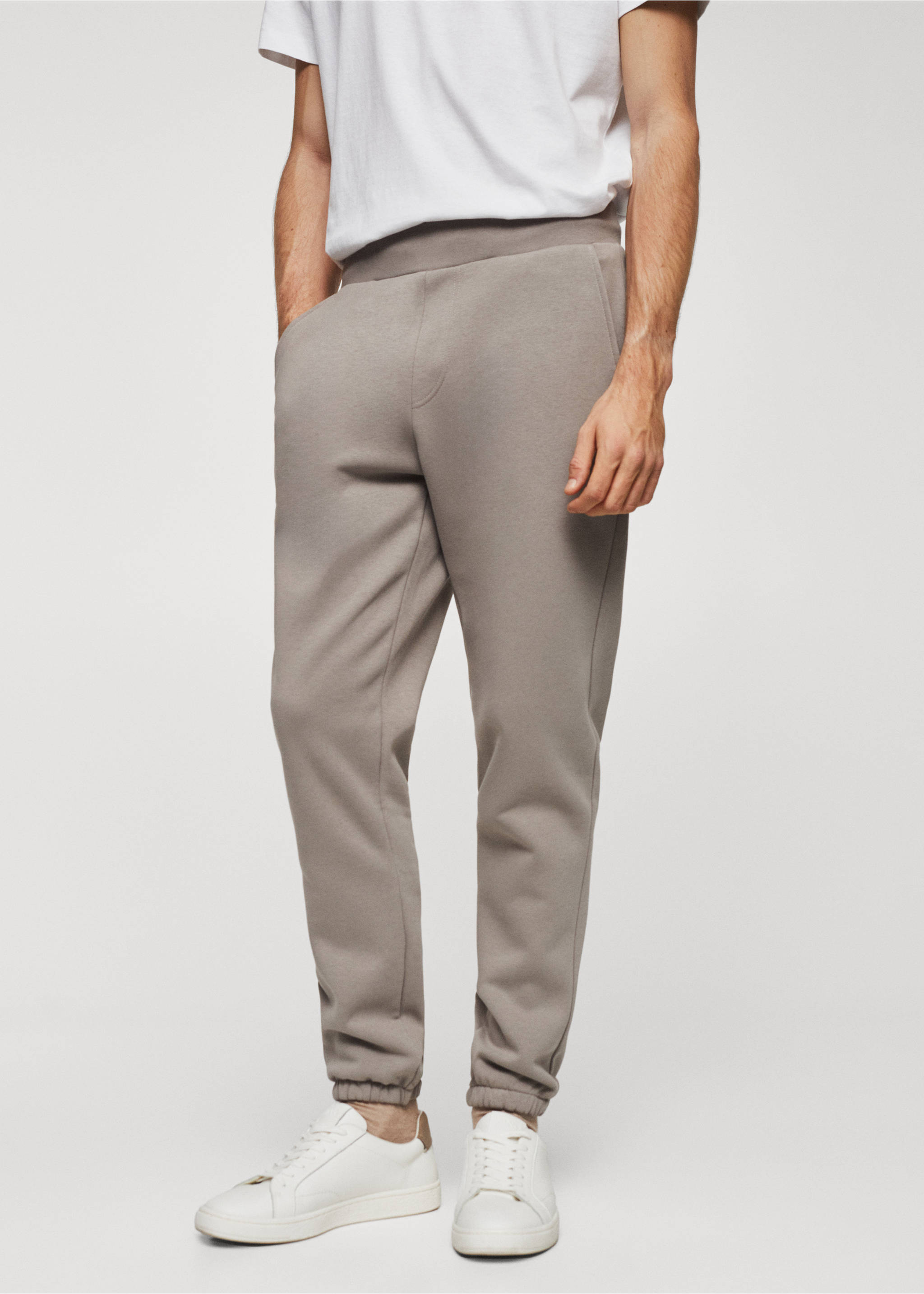 Pantalón jogger algodón - Plano medio, Topo. Ref: 67060644-00.