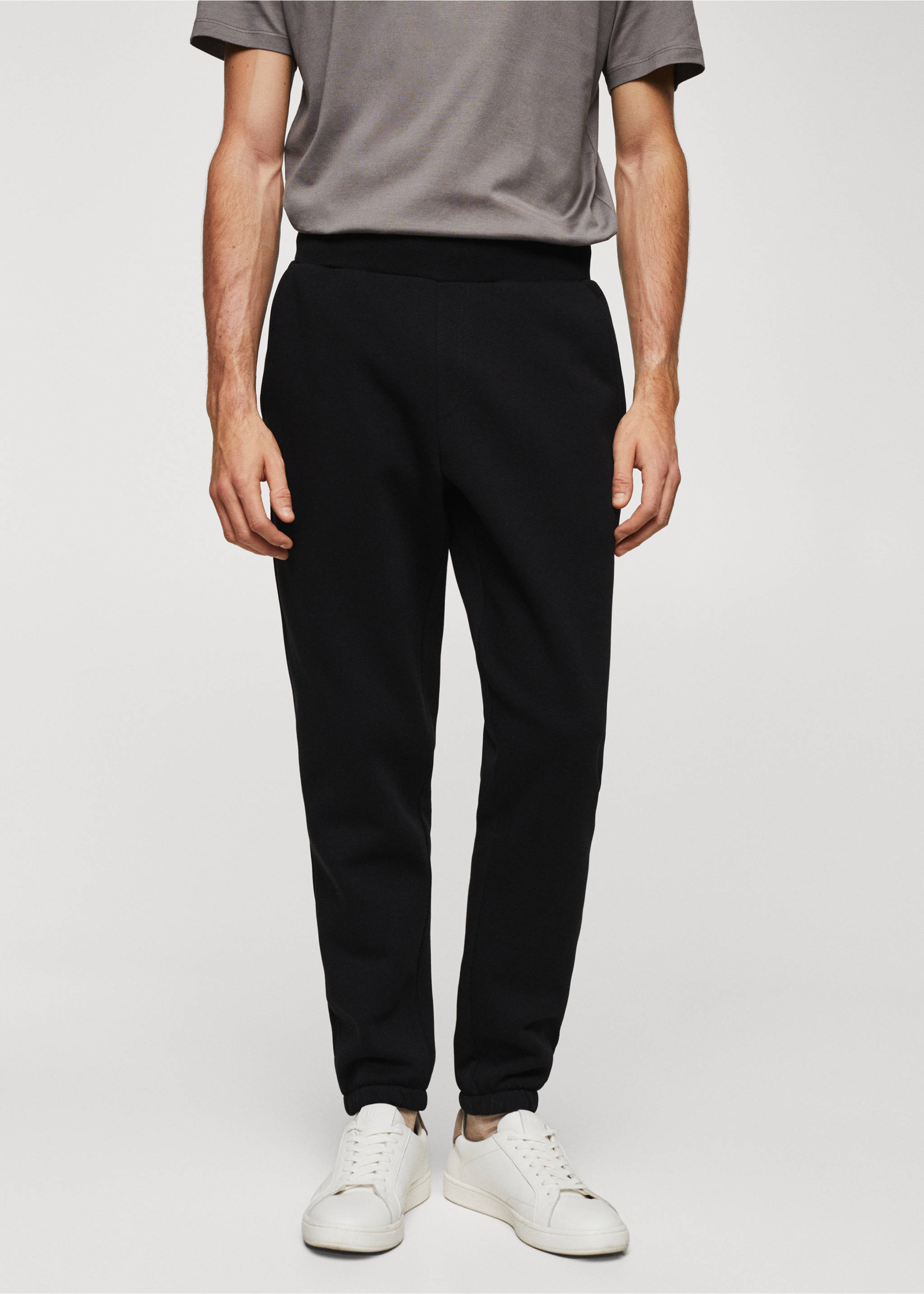 Pantalón jogger algodón - Plano medio, Negro. Ref: 67060644-00.