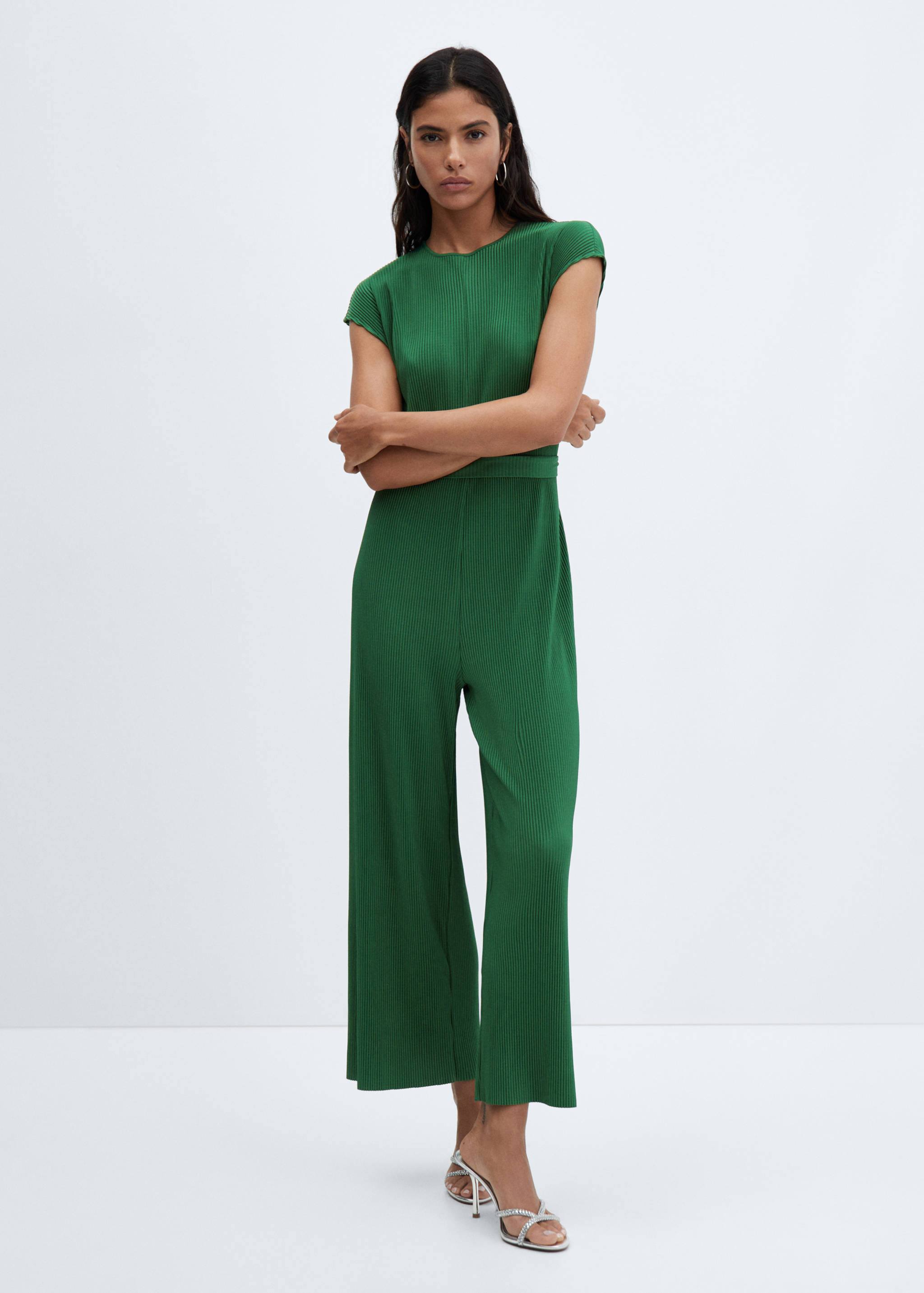 Pleated jumpsuit with bow - General plane