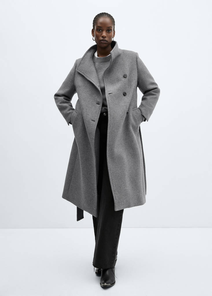 Manteco wool coat with belt — Grey