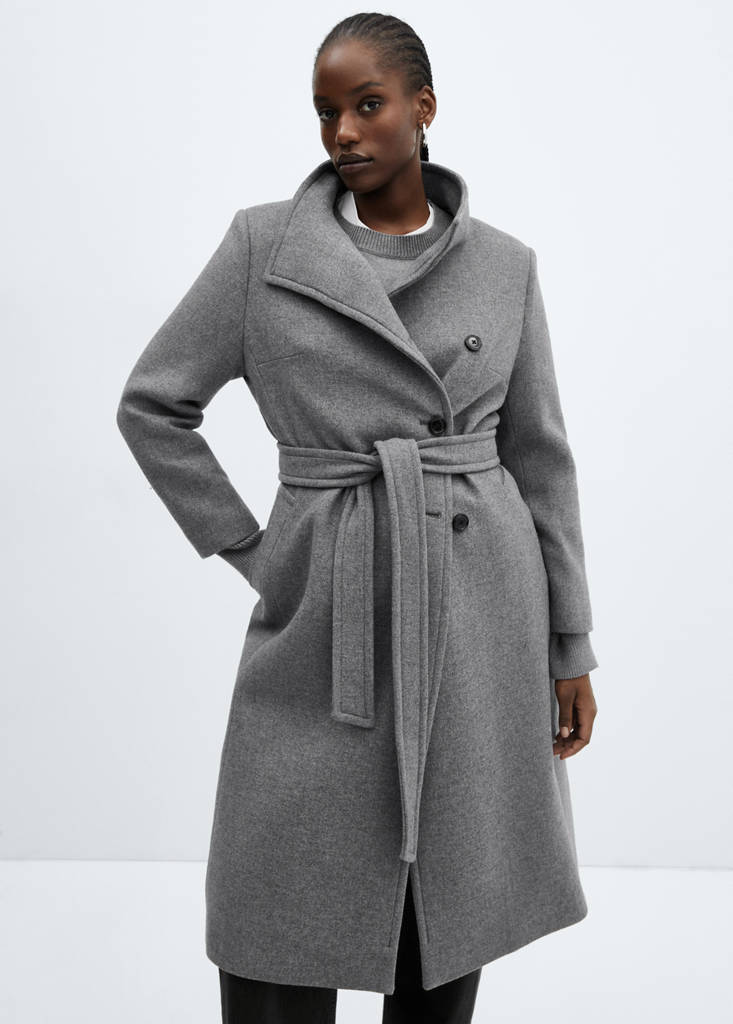 Manteco wool coat with belt — Grey