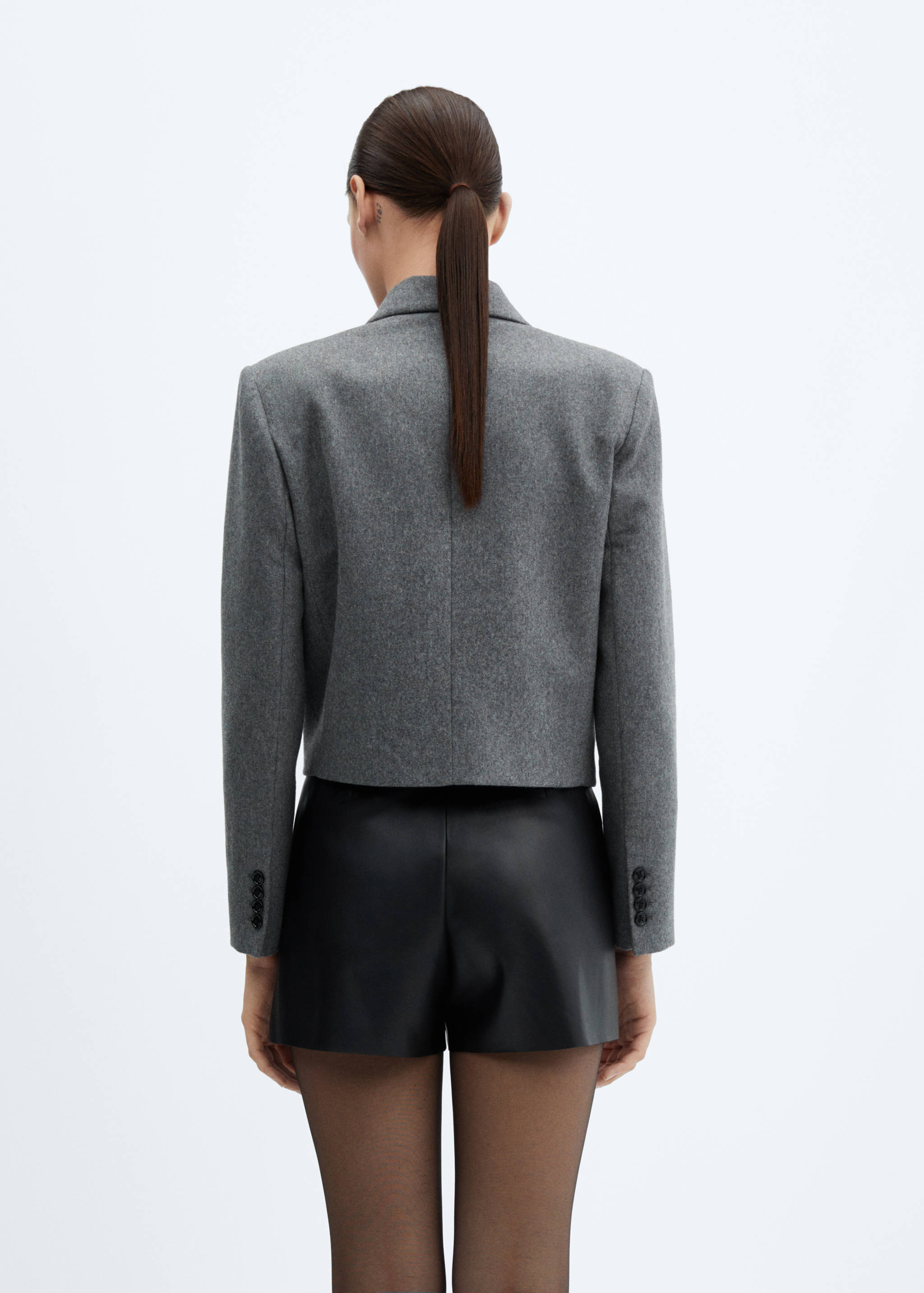 Pleated faux-leather shorts - Reverse of the article