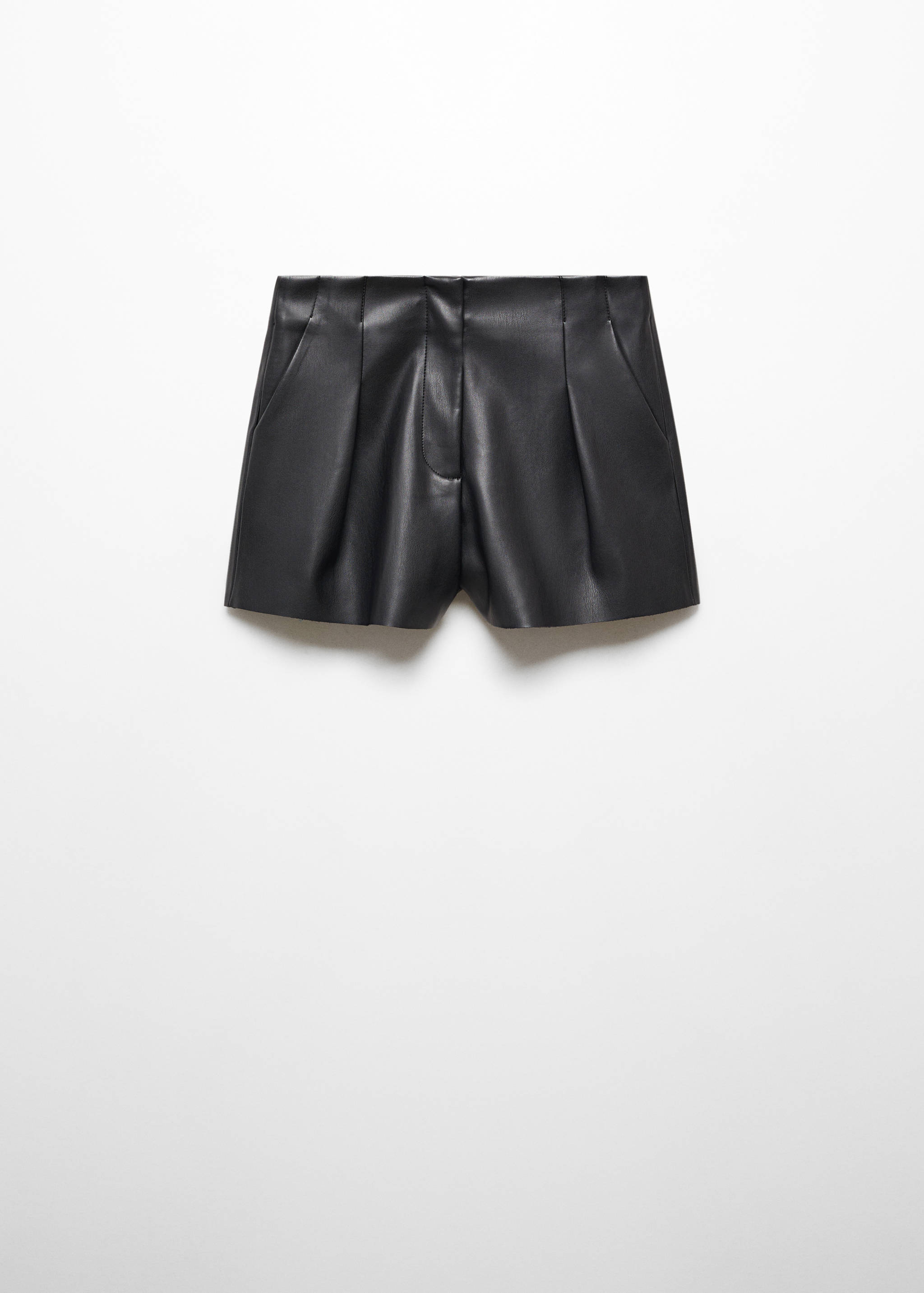 Pleated faux-leather shorts - Article without model