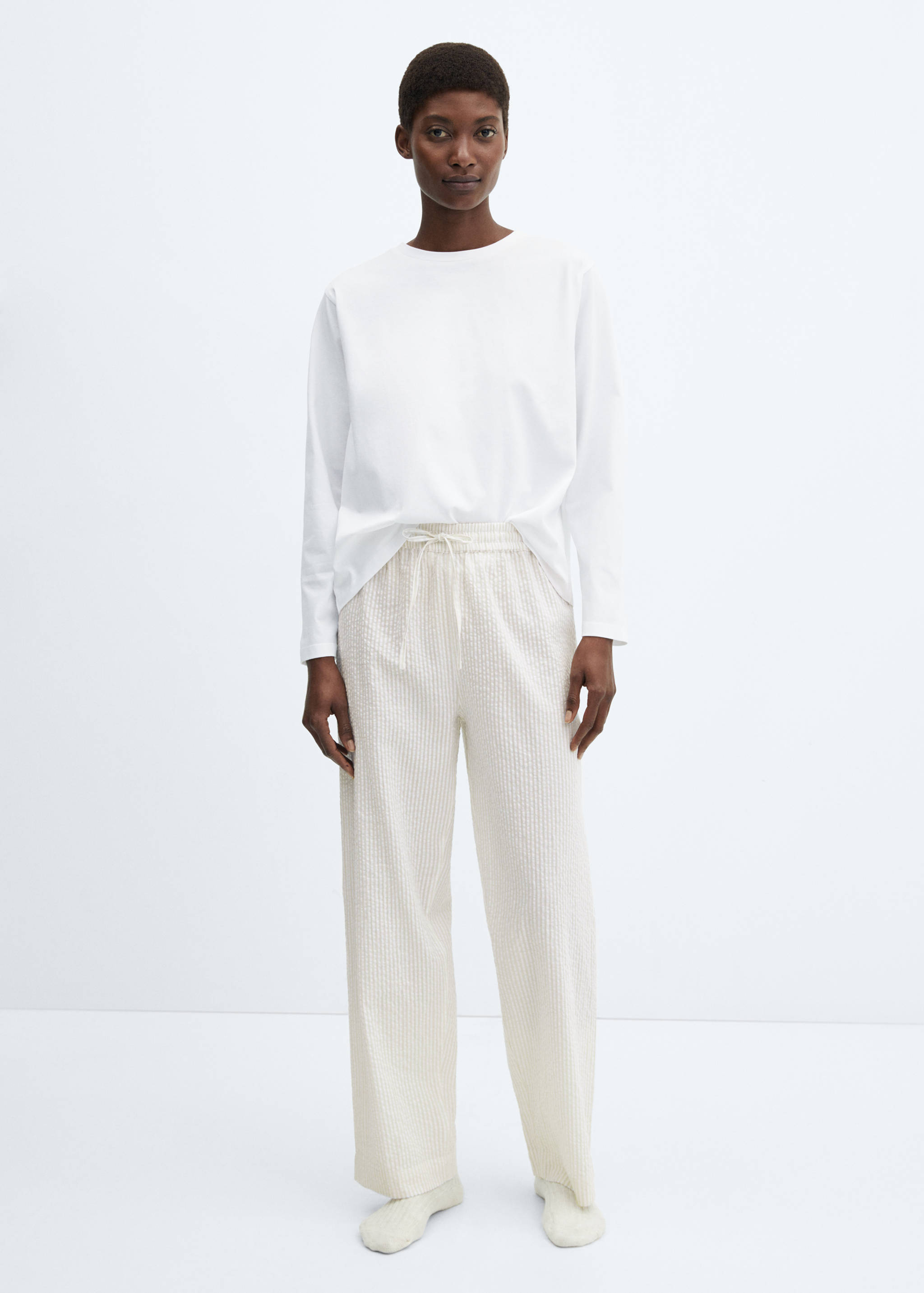 Pyjama deux pièces coton rayures - Plan général