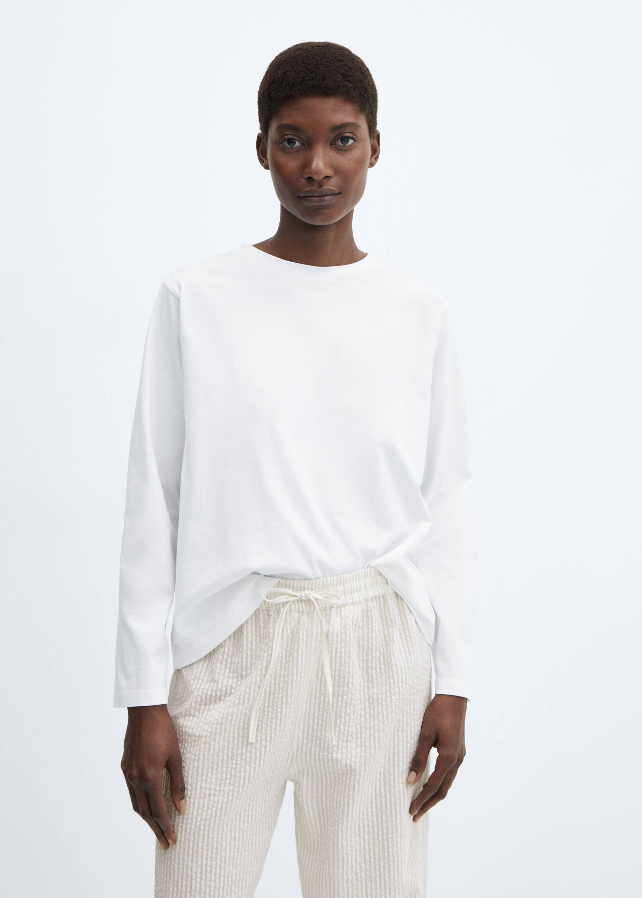 Pyjama deux pièces coton rayures - Plan moyen