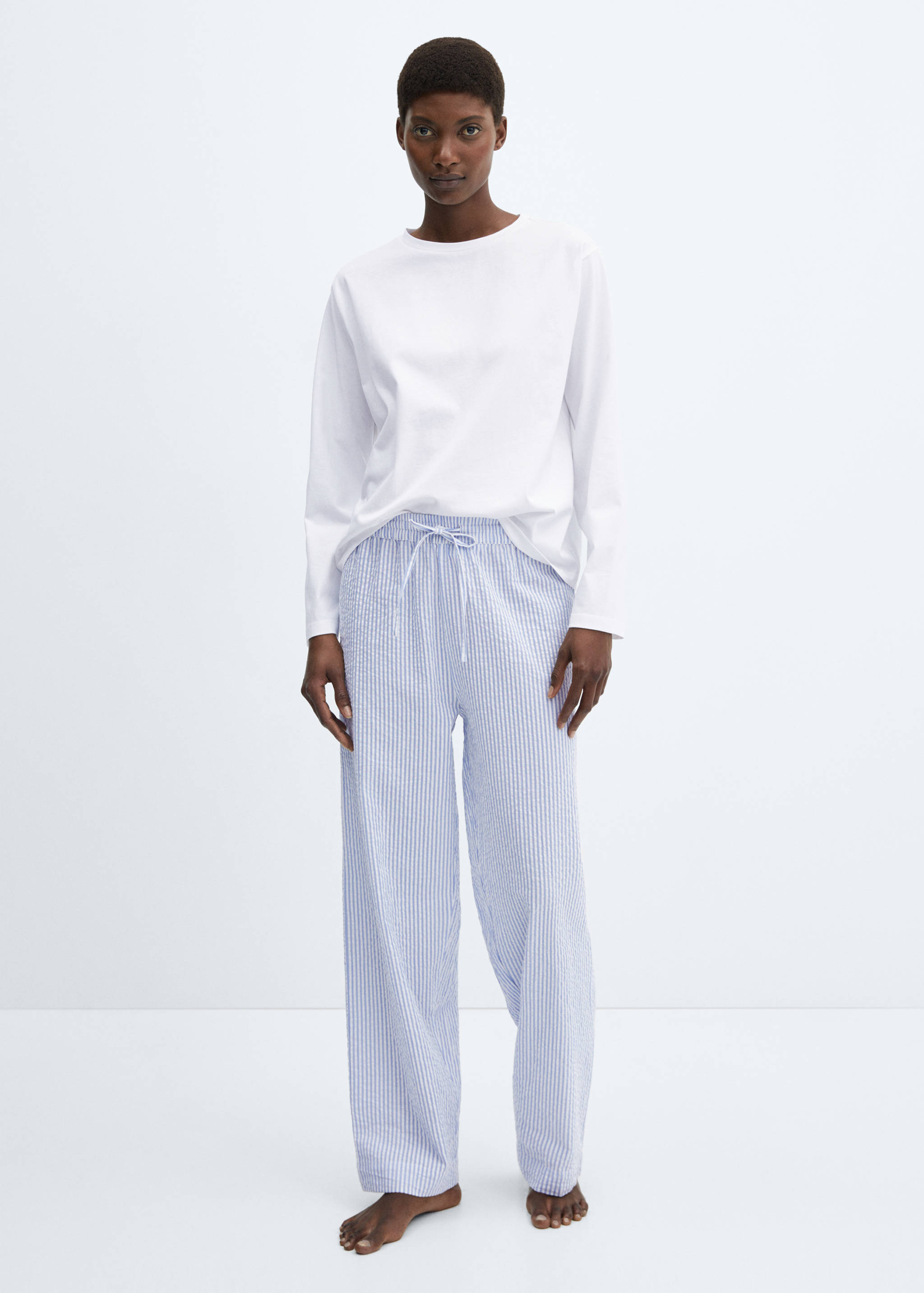 Pyjama deux pièces coton rayures - Plan général