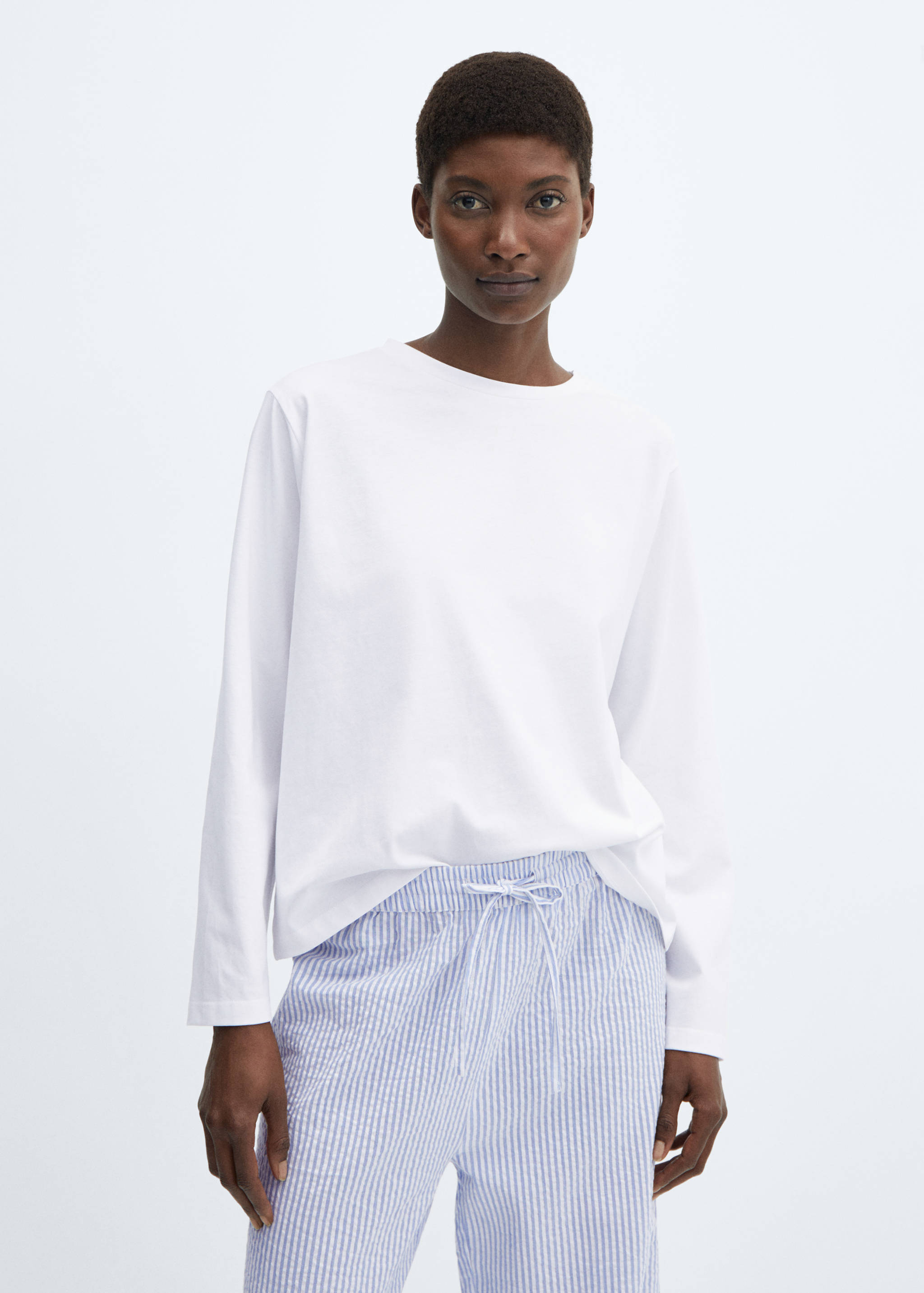 Pyjama deux pièces coton rayures - Plan moyen