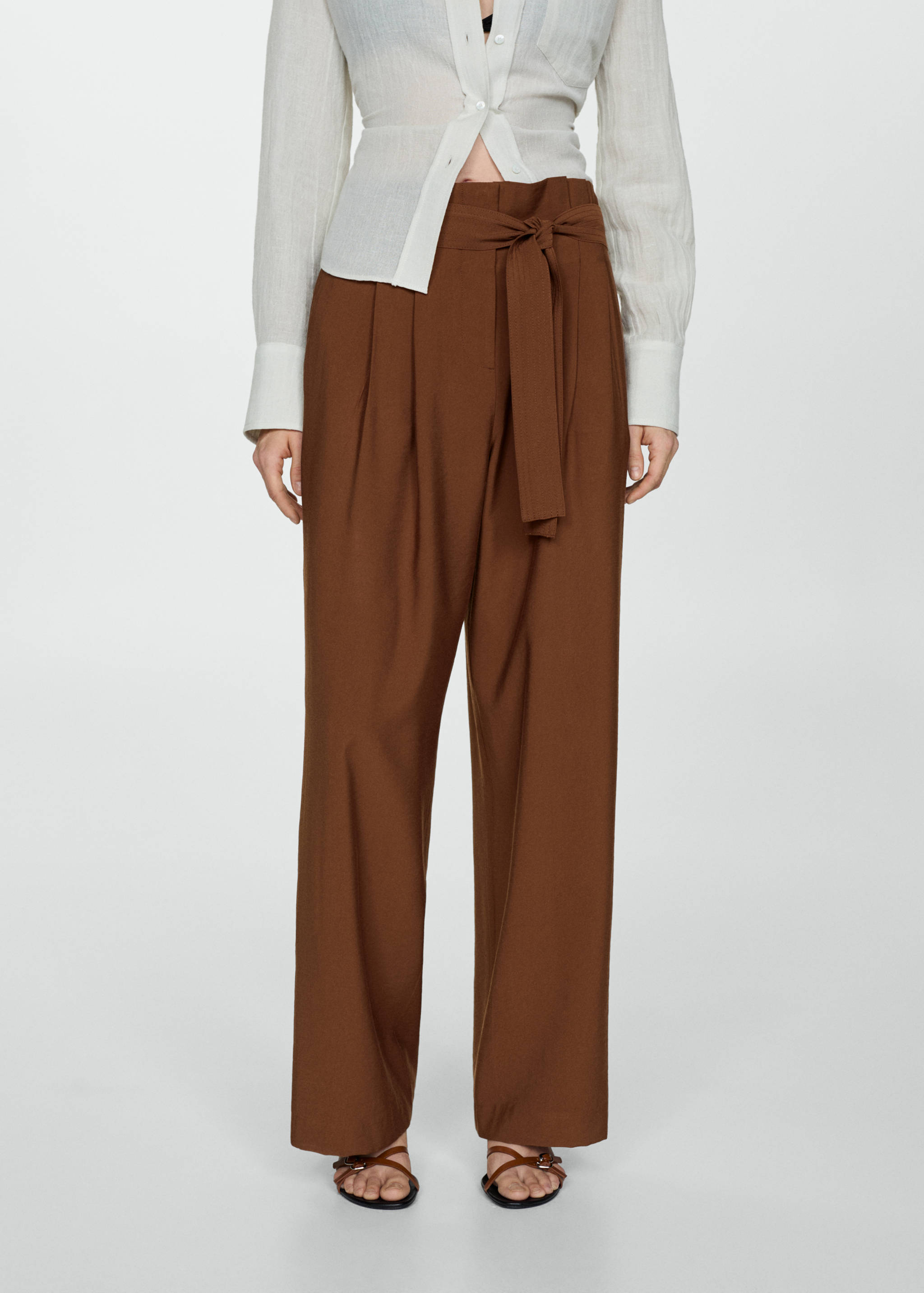 Belt straight-fit trousers - Medium plane