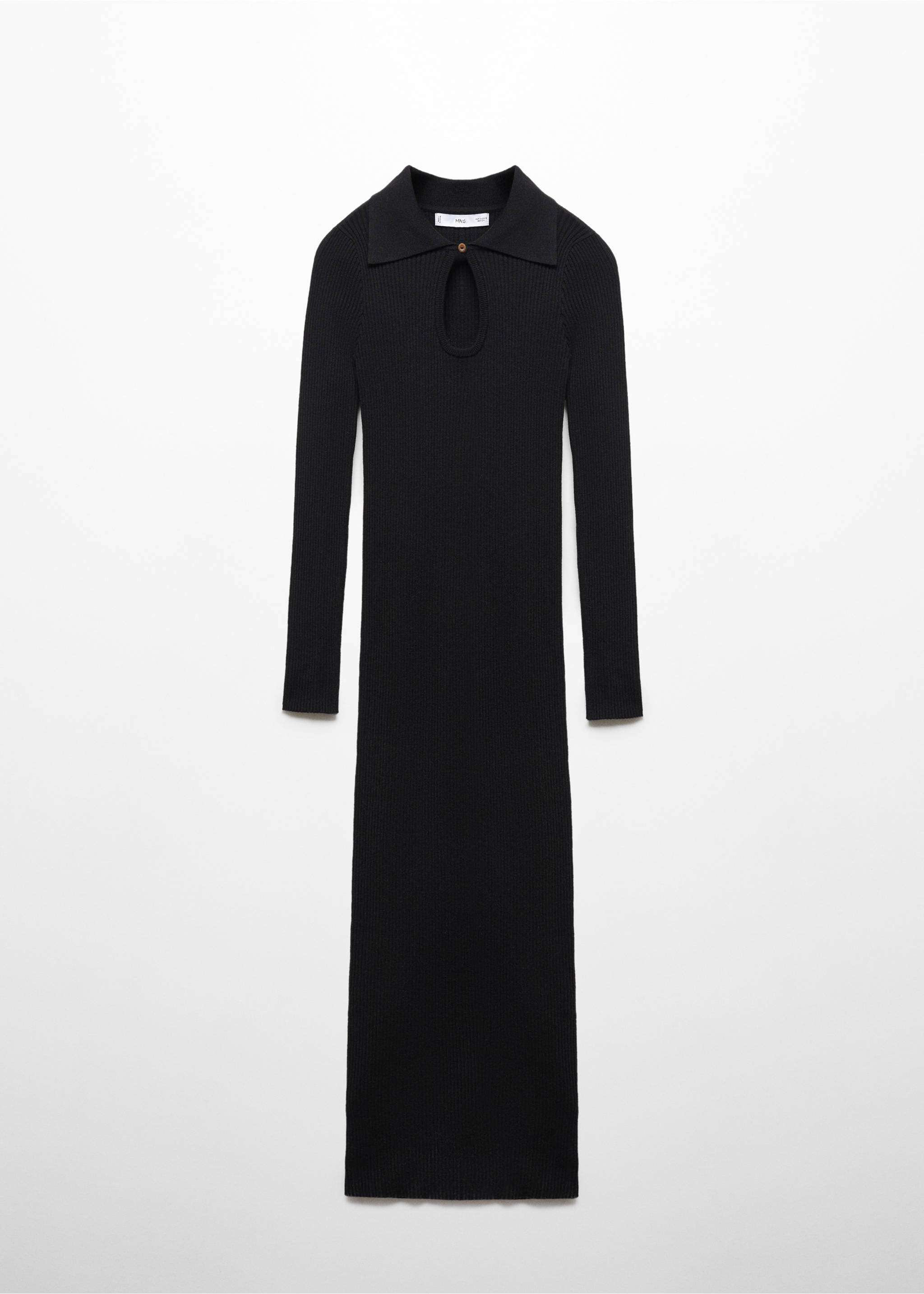 Ribbed knit dress with opening - Article without model, Black. Ref: 67063264-00.