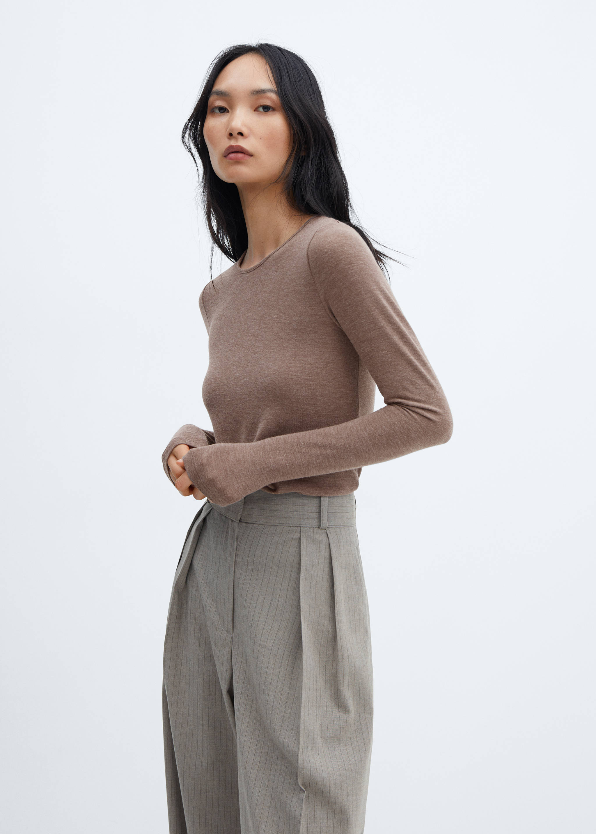 T-shirt maille col rond - Plan moyen