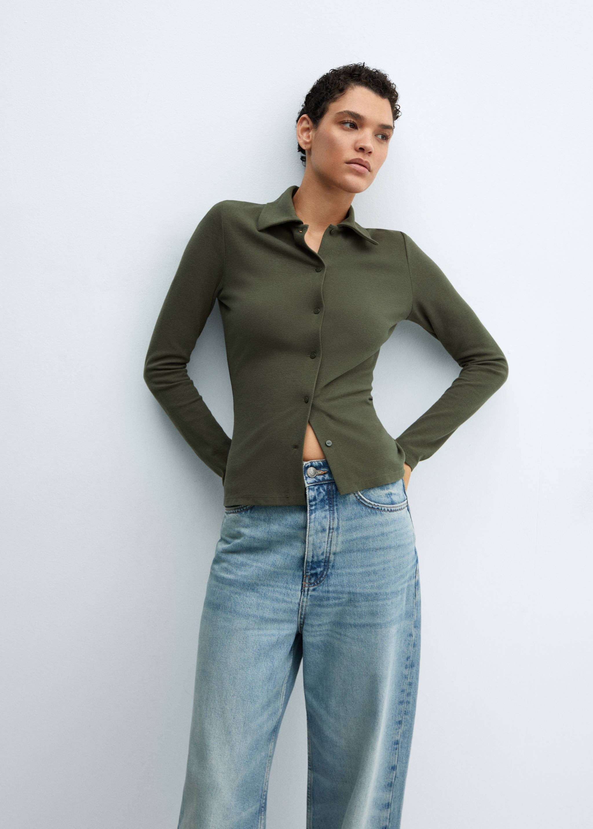 Camisa punto algodón - Plano medio