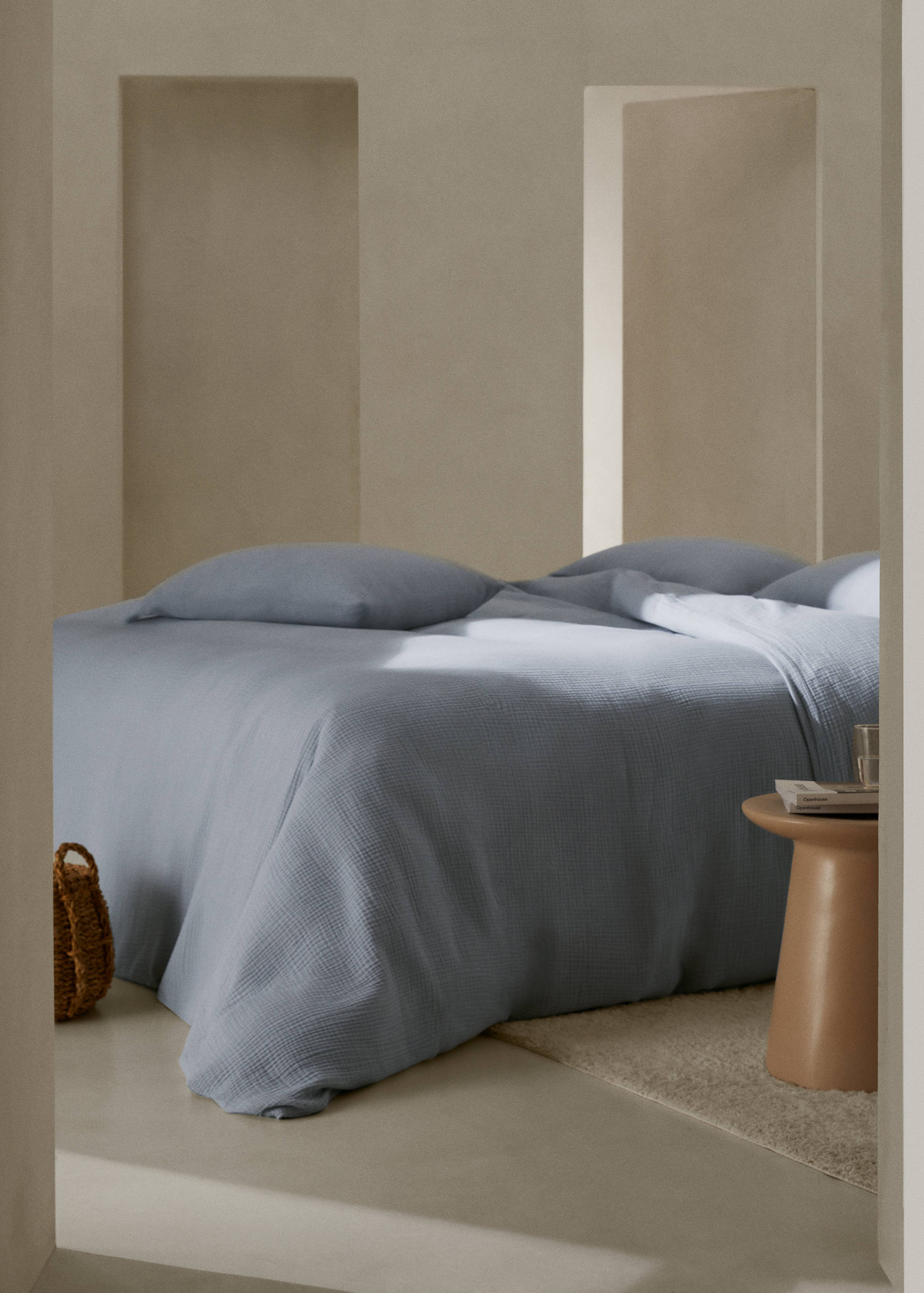 Cotton gauze duvet cover for king bed - General plane