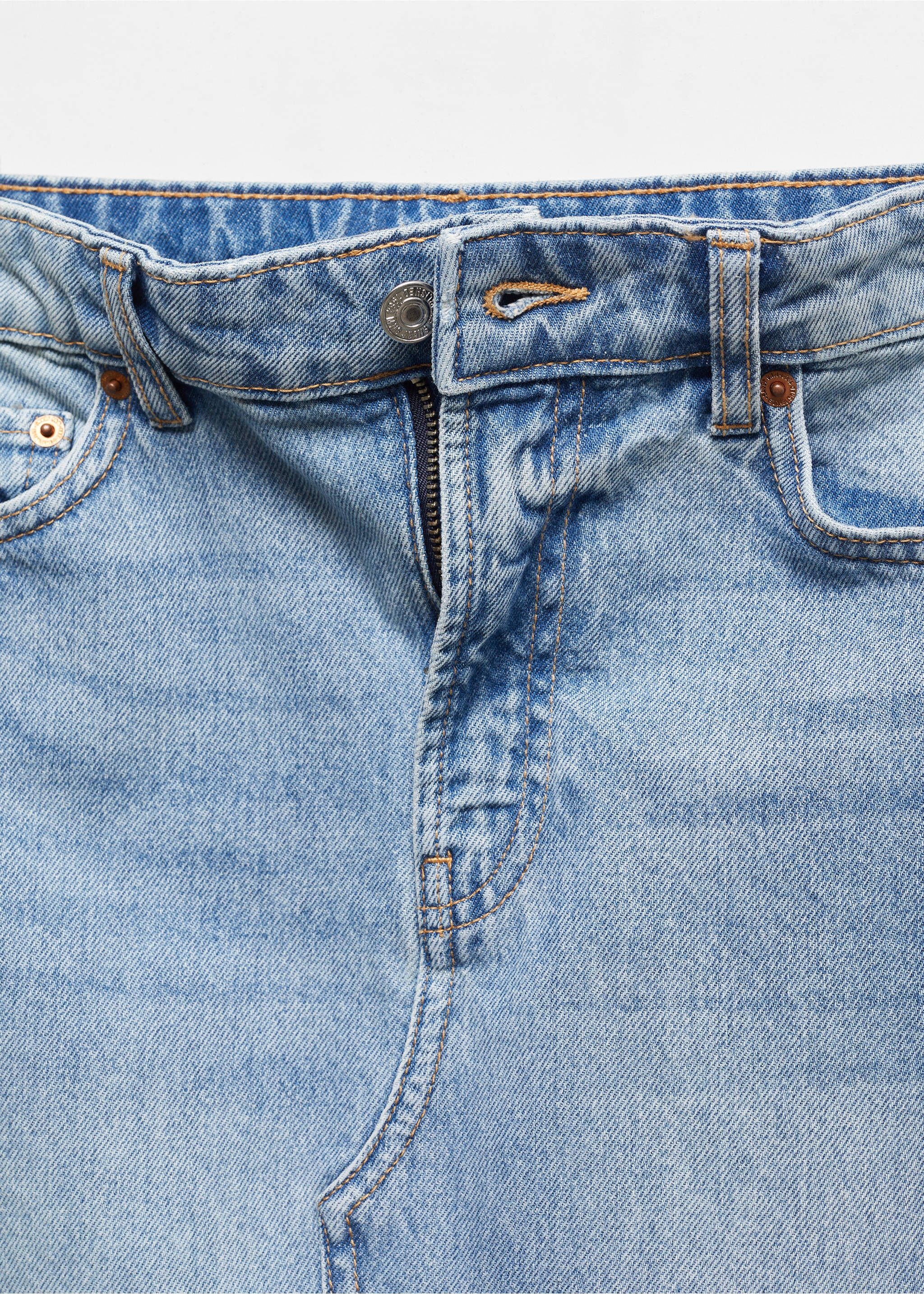 Denim midi-skirt - Details of the article 8, Medium Blue. Ref: 67064022-00.