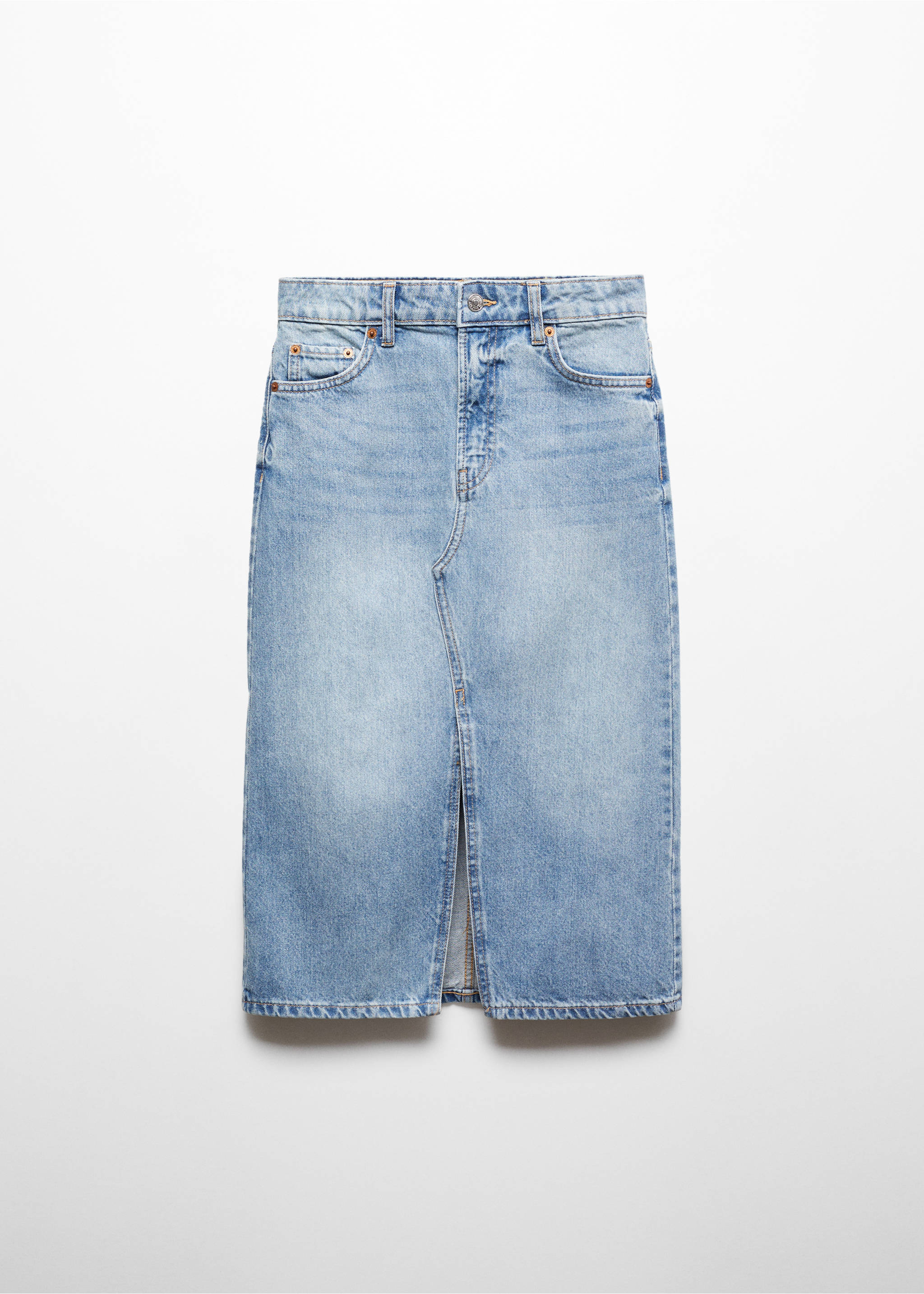 Denim midi-skirt - Article without model, Medium Blue. Ref: 67064022-00.