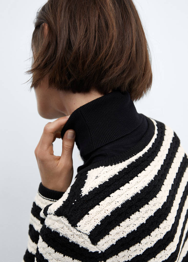 Striped cardigan with jewel buttons — Off White