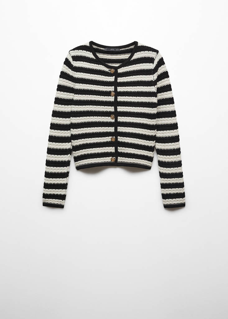 Striped cardigan with jewel buttons — Off White