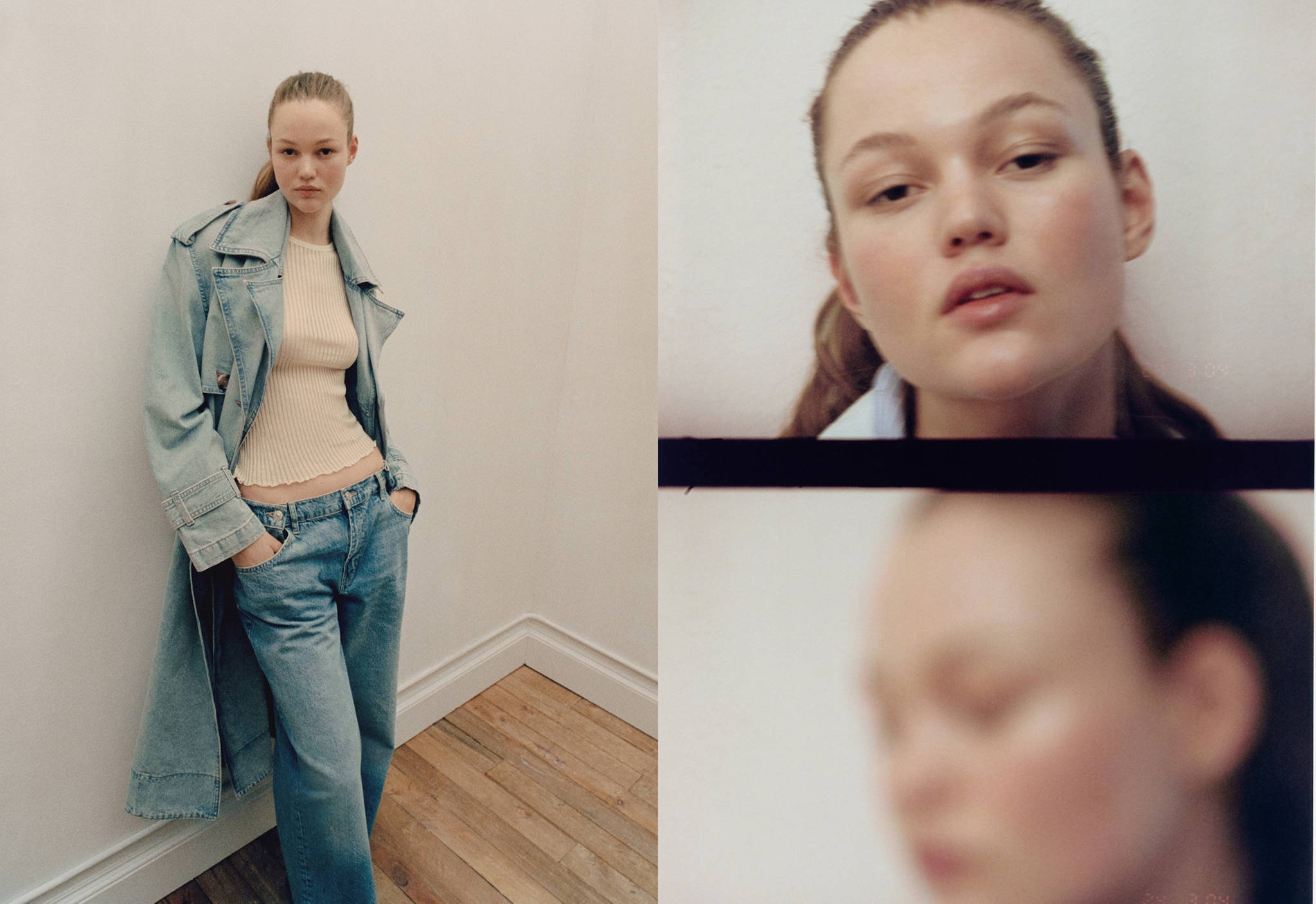 Double breasted denim trench - Panoramic plane