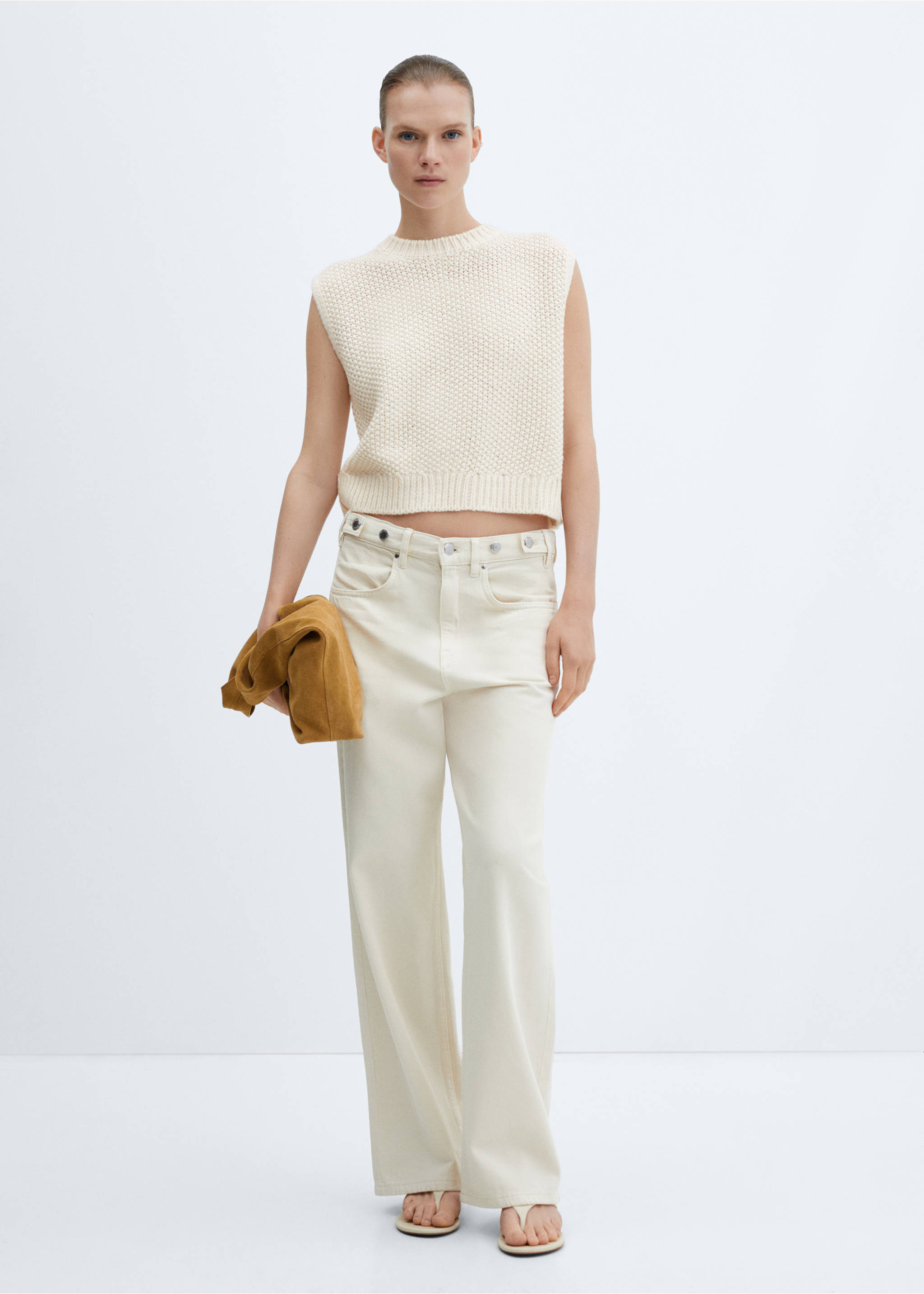 Chunky-knit gilet - General plane, Ecru. Ref: 67064034-00.