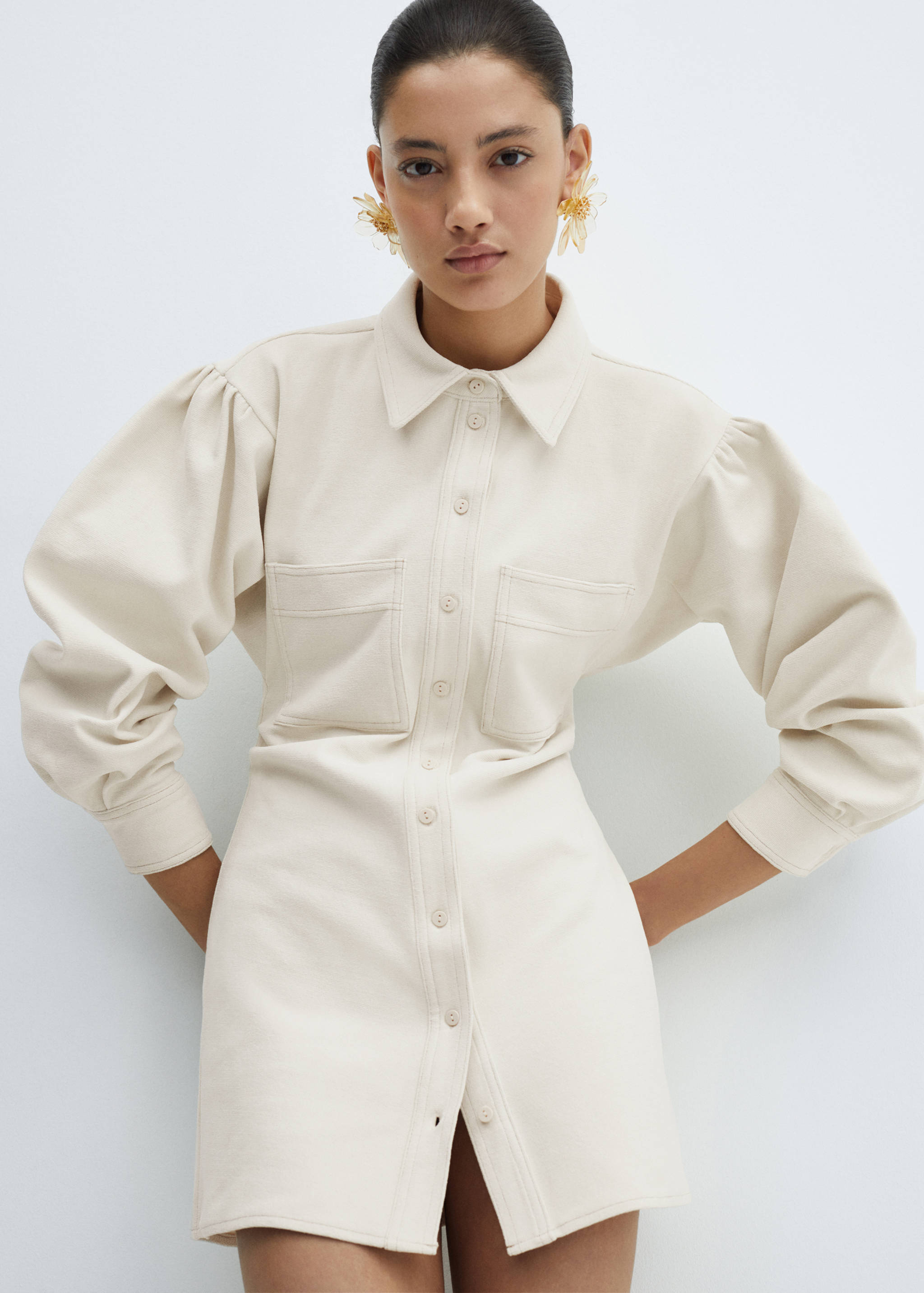 灯笼袖短款连衣裙 - null