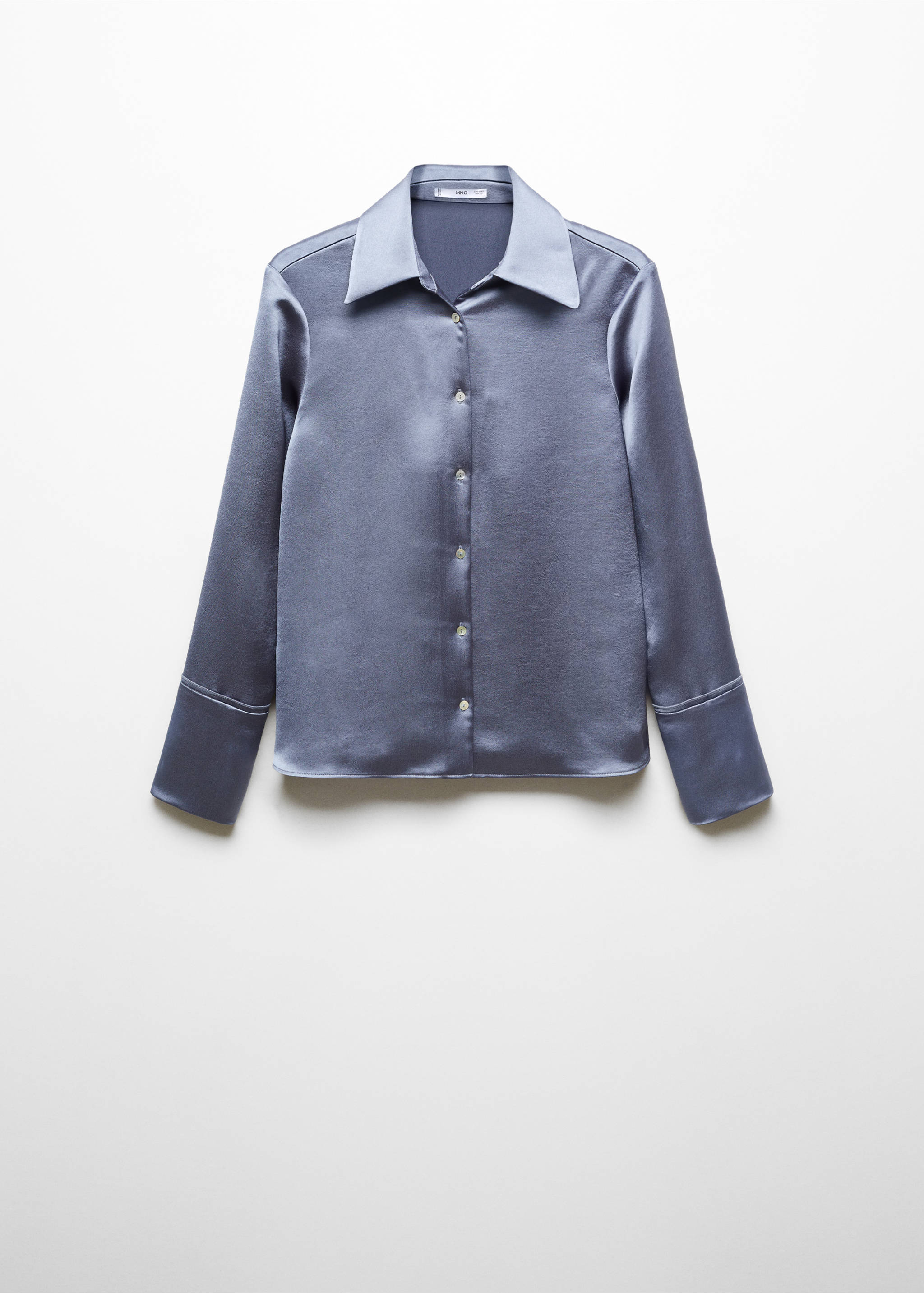 Chemise satinée boutons - Article sans modèle, Bleu. Ref: 67064039-00.