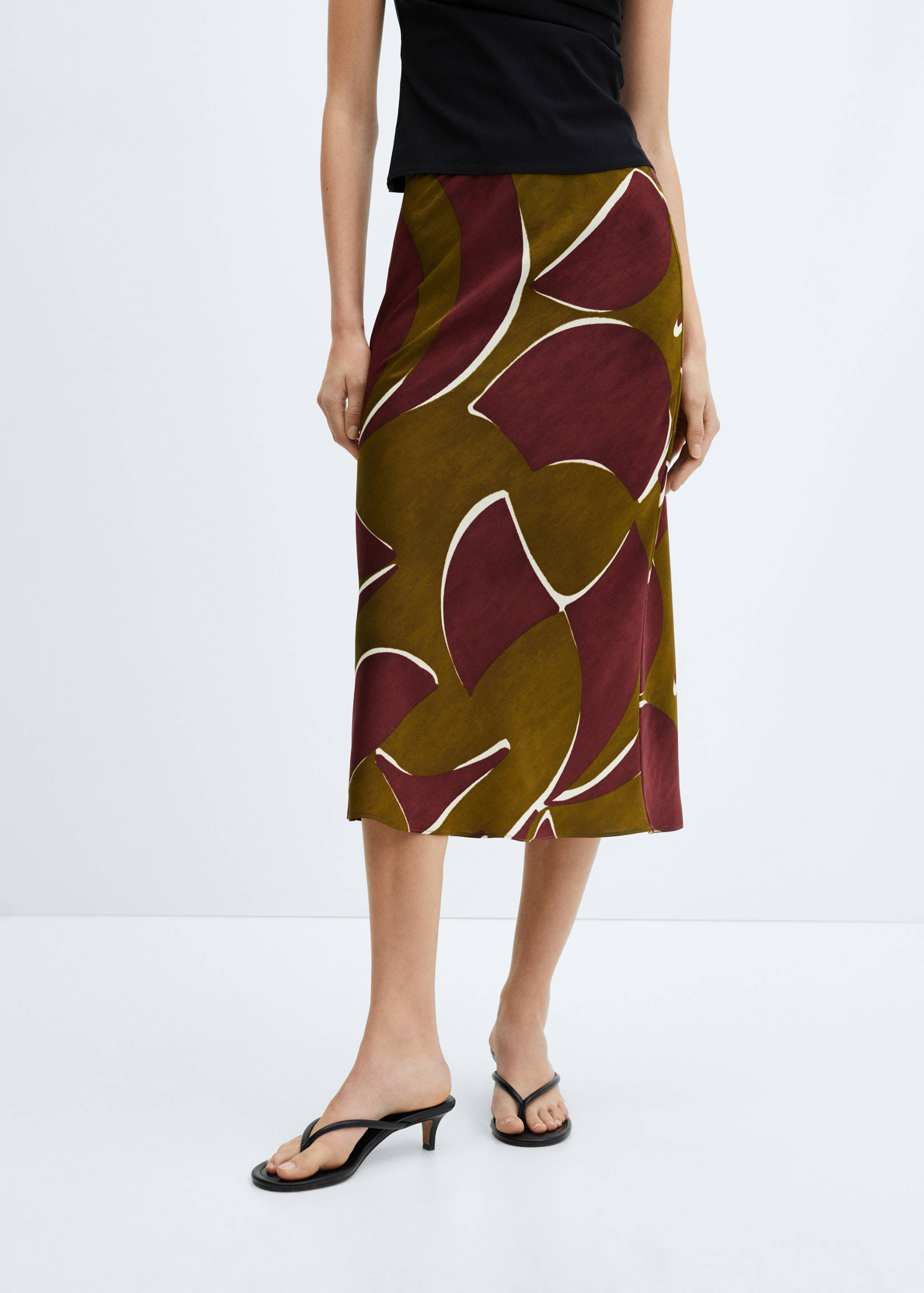 Midi satin skirt - Medium plane