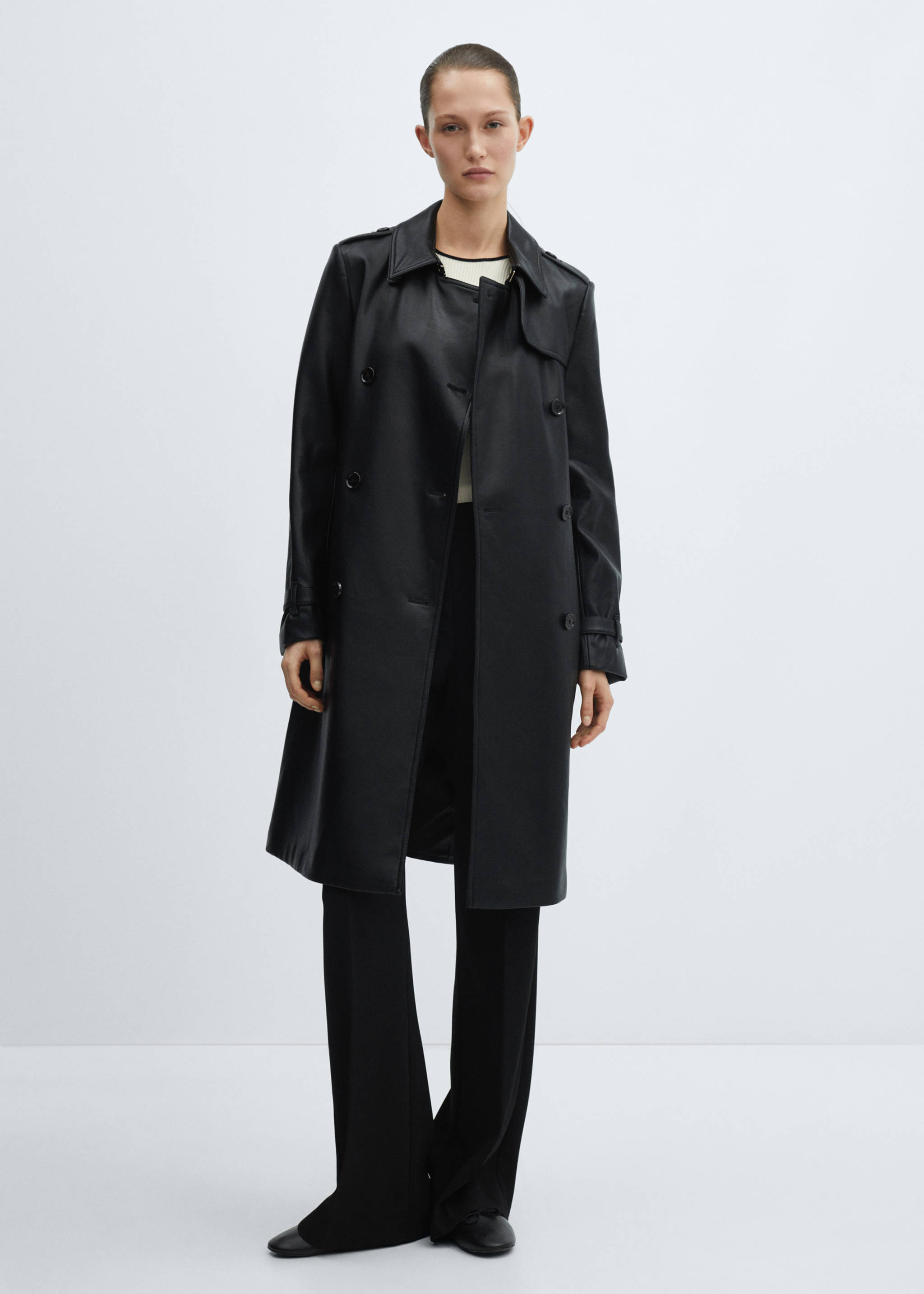 Faux-leather trench coat - General plane