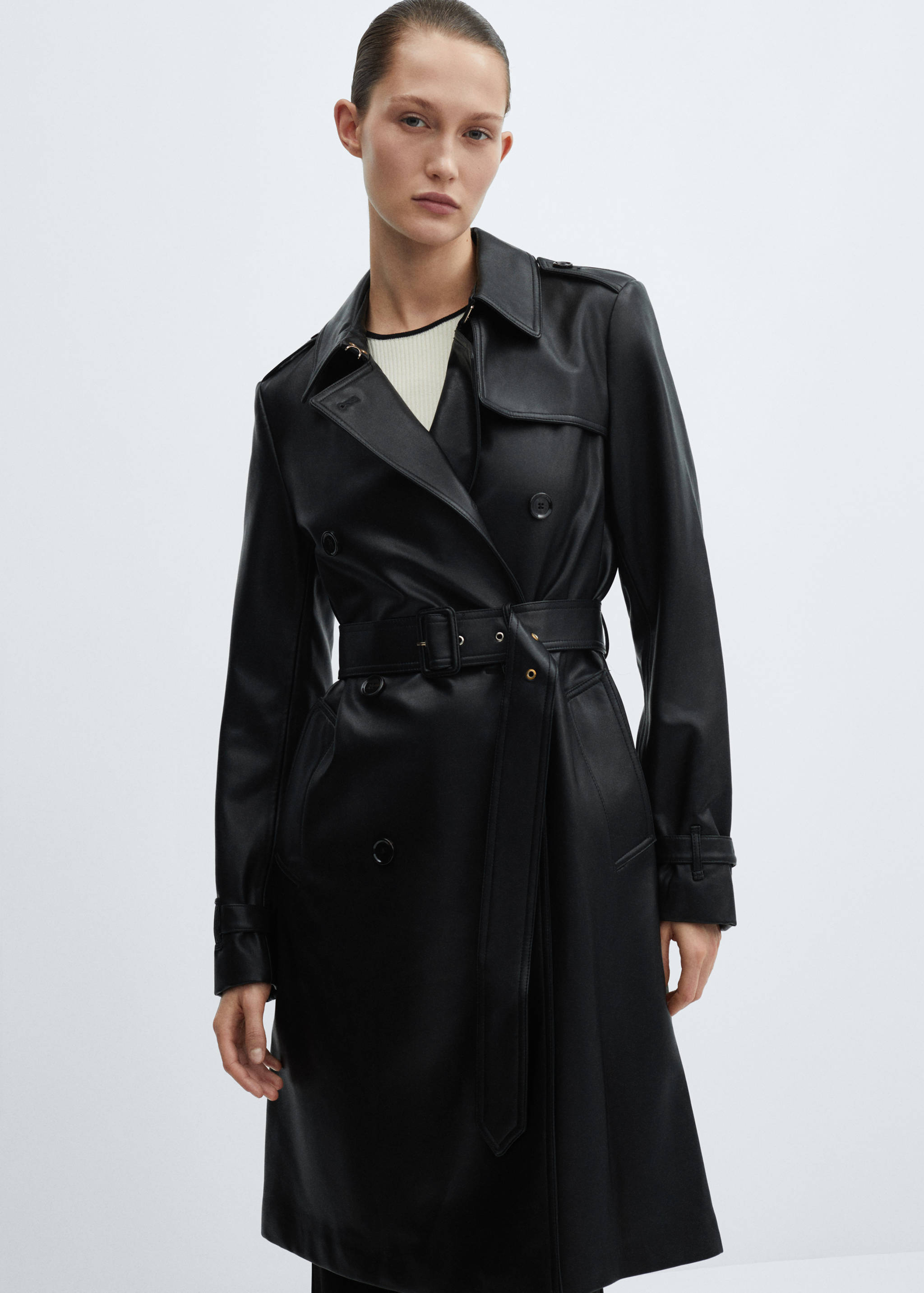 Faux-leather trench coat - Medium plane