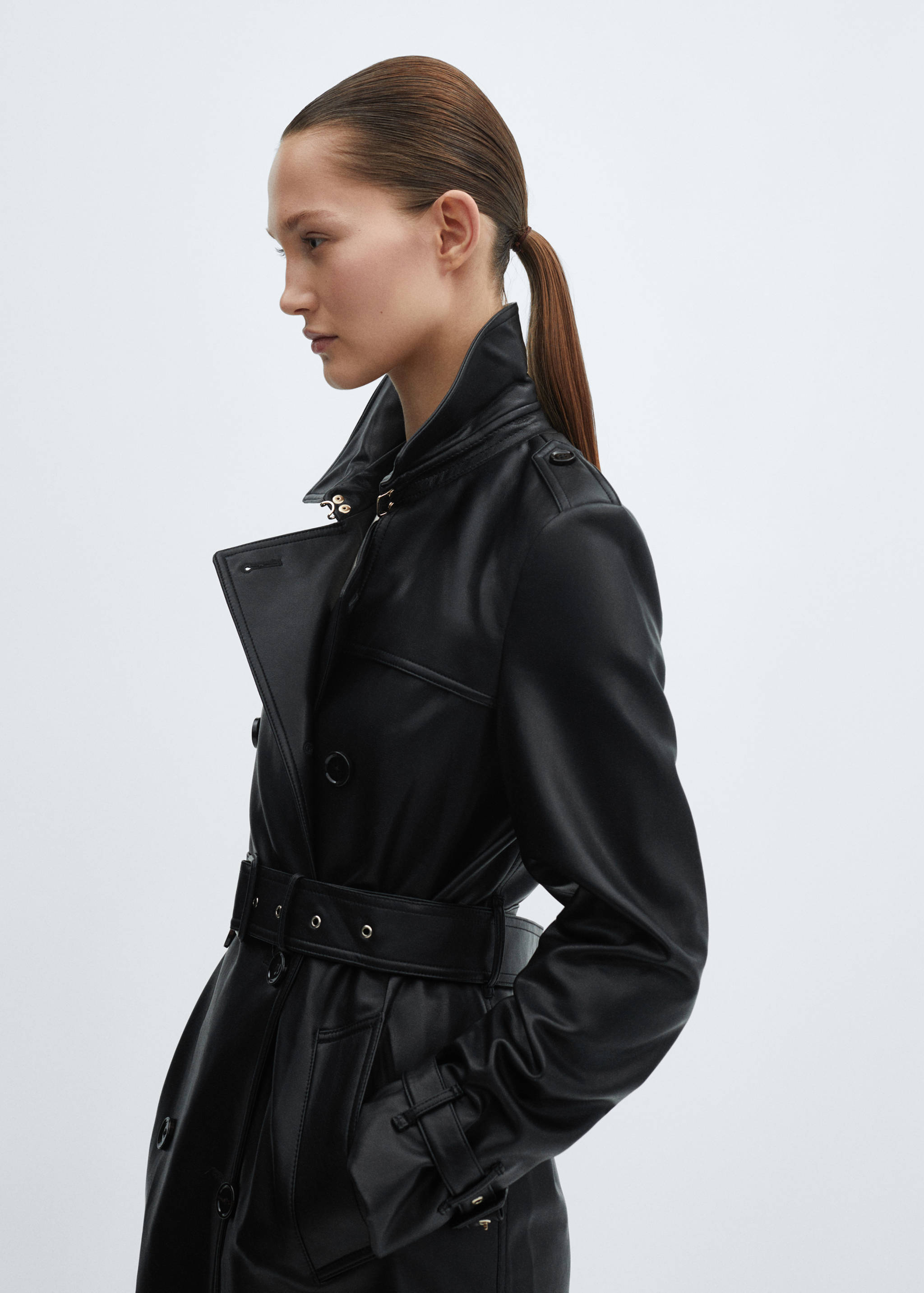 Faux-leather trench coat - Details of the article 1