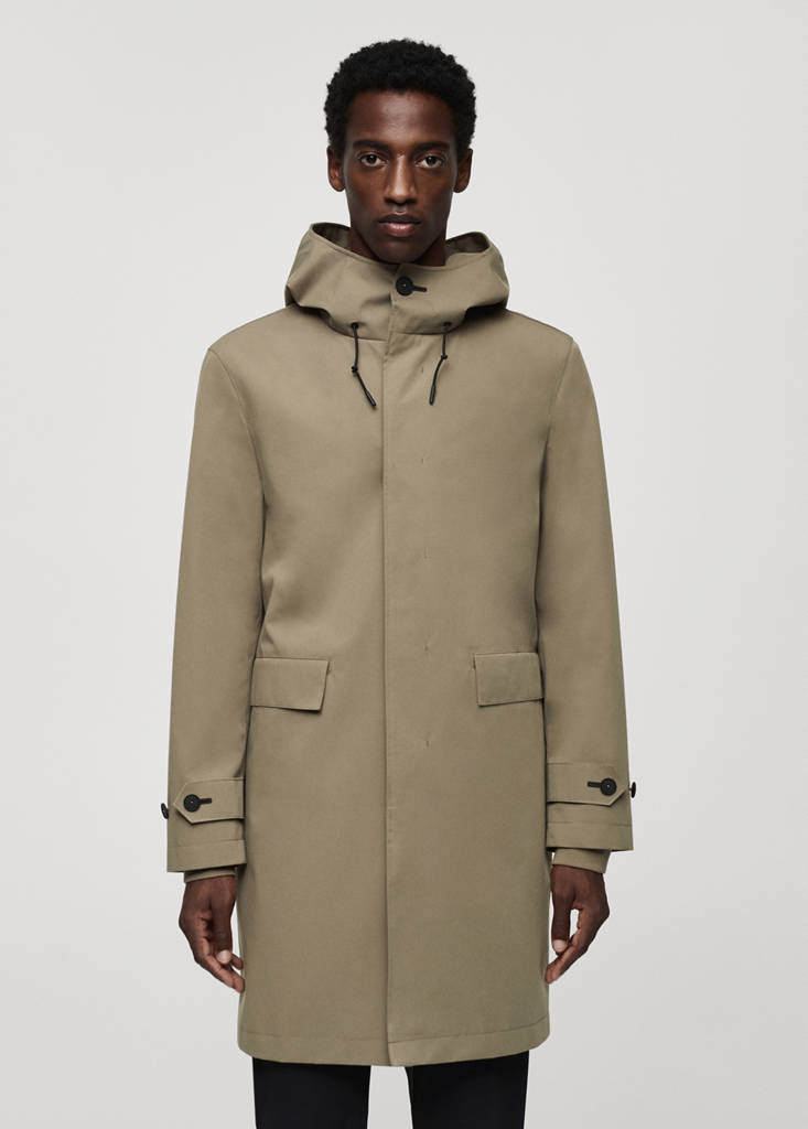 Water-repellent hooded parka — Khaki