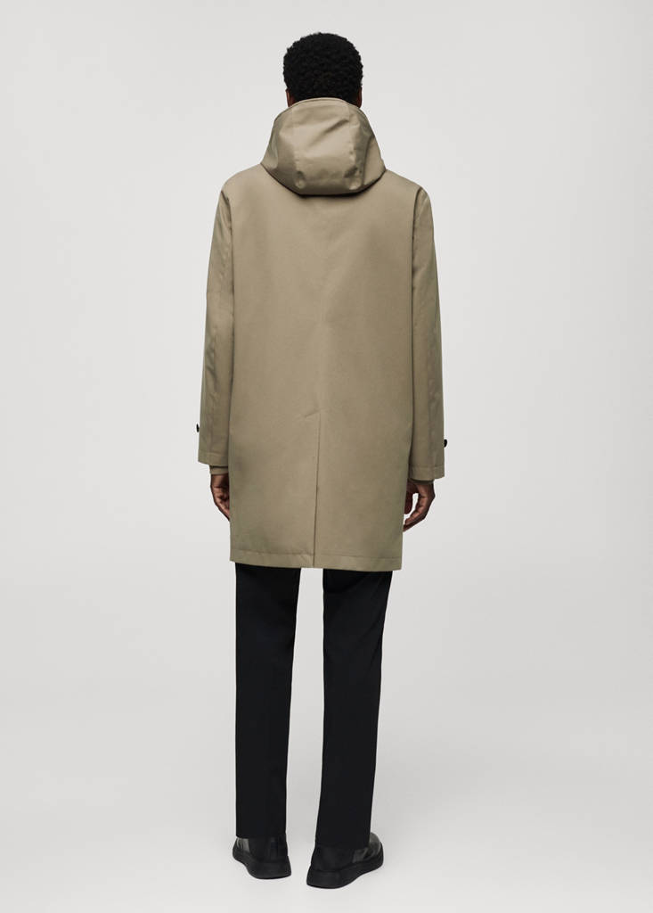 Water-repellent hooded parka — Khaki