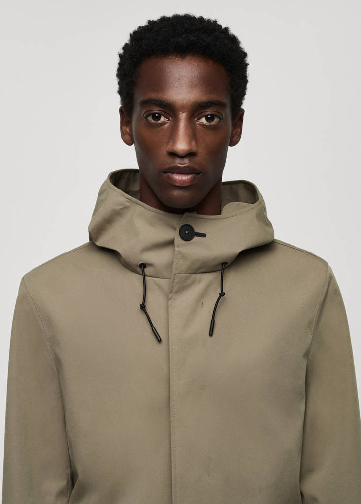 Water-repellent hooded parka — Khaki
