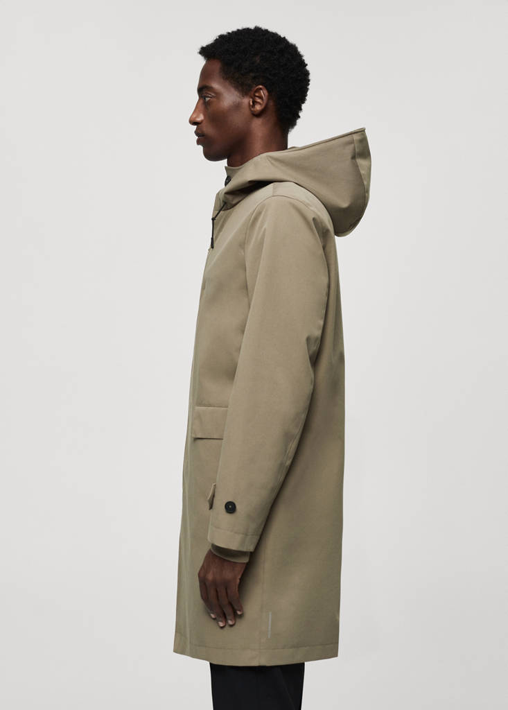 Water-repellent hooded parka — Khaki