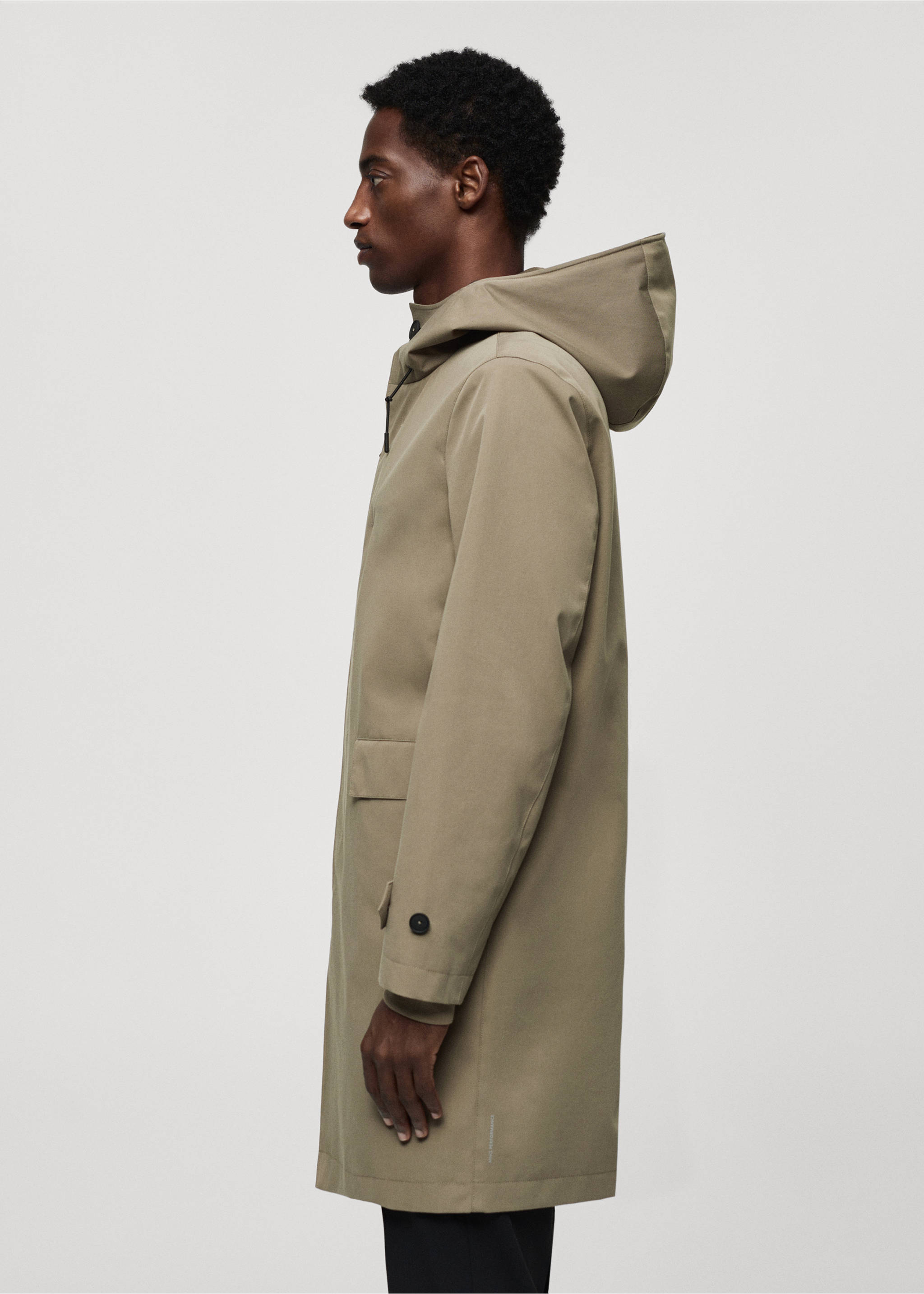 Water-repellent hooded parka - Details of the article 2, Khaki. Ref: 67064439-00.