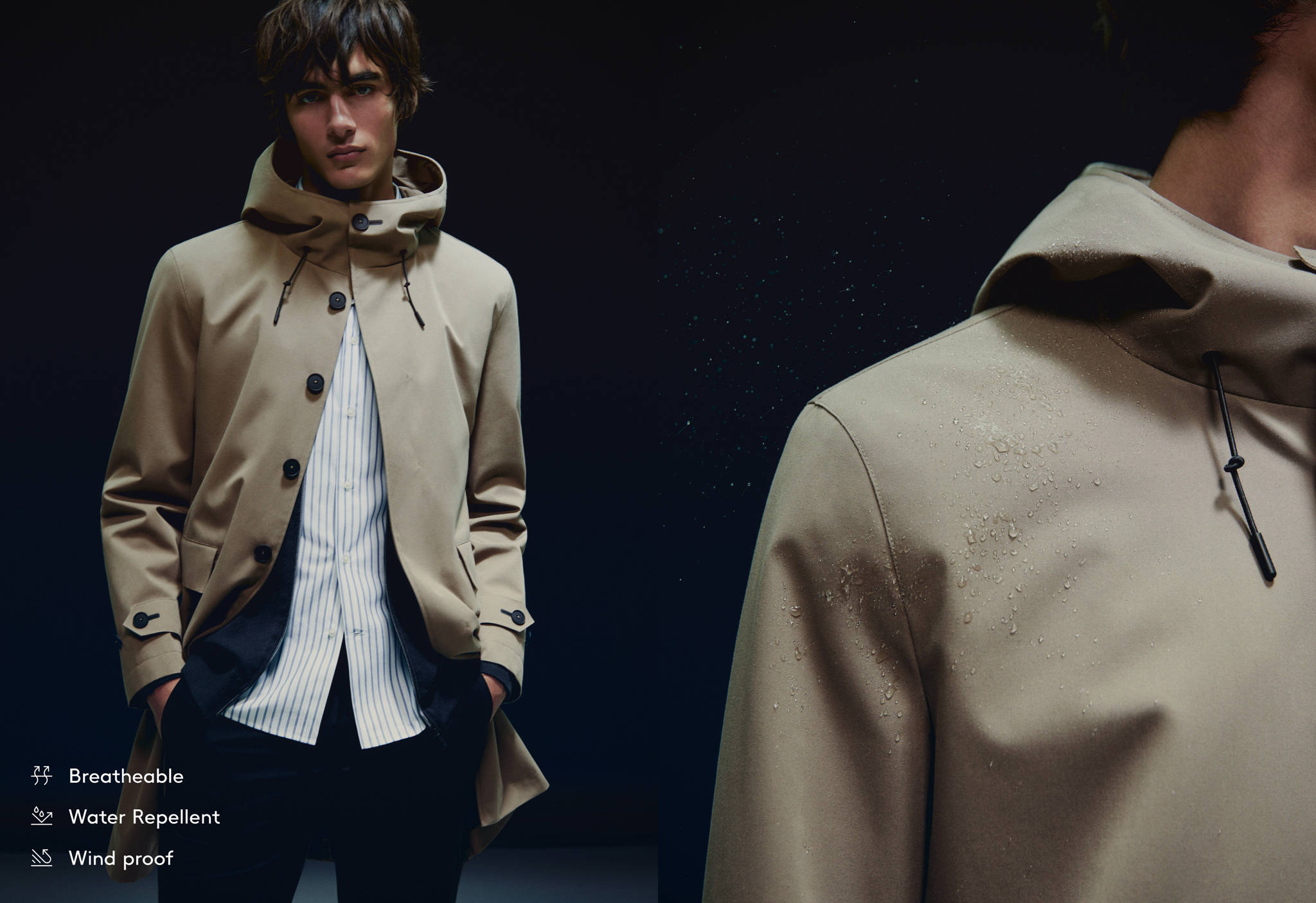 Waterproof parka met capuchon - Panoramische tekening
